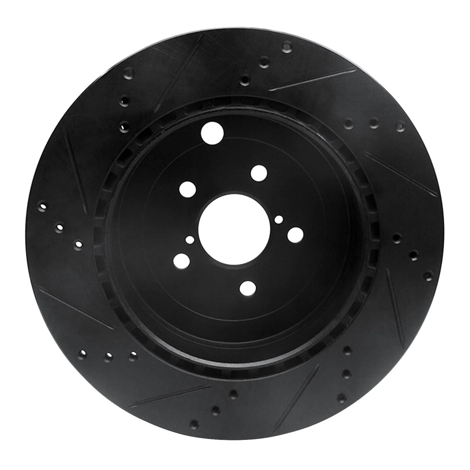 R1 Concepts 17-25 Subaru BRZ Rear Right Drilled & Slotted Black Brake Rotor - Image 2