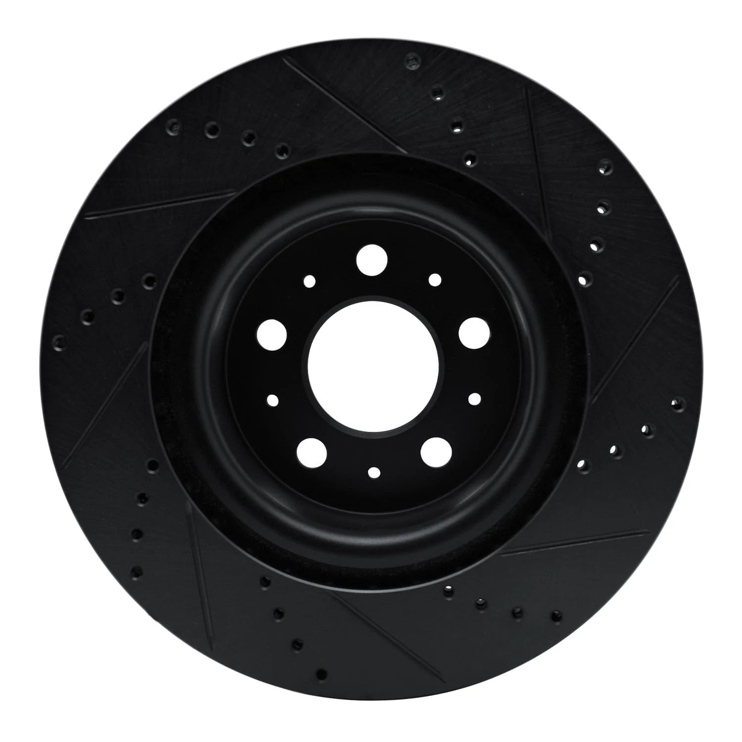 R1 Concepts 17-25 Tesla Model 3 Front Left Drilled & Slotted Black Brake Rotor - Image 2
