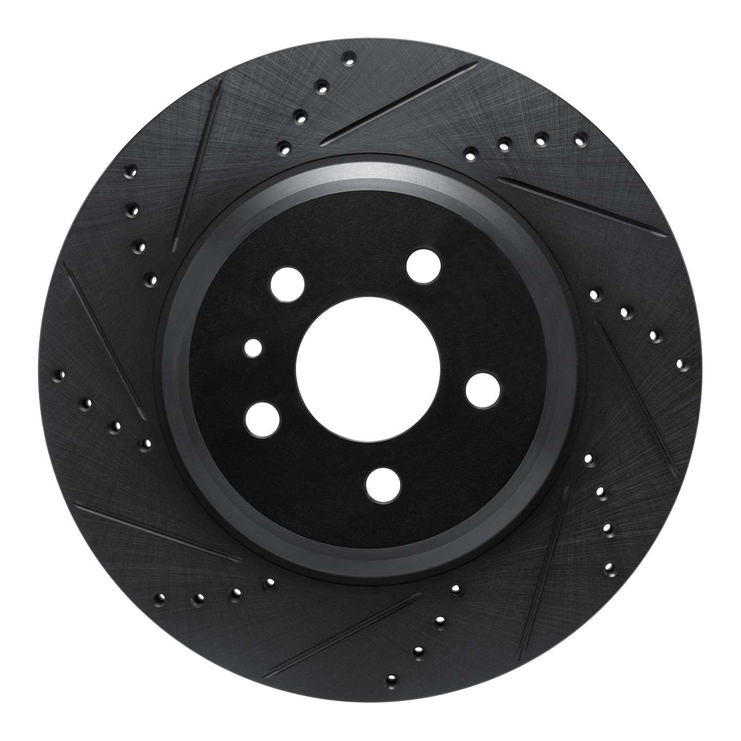 R1 Concepts 17-25 Tesla Model 3 Rear Left Drilled & Slotted Black Brake Rotor