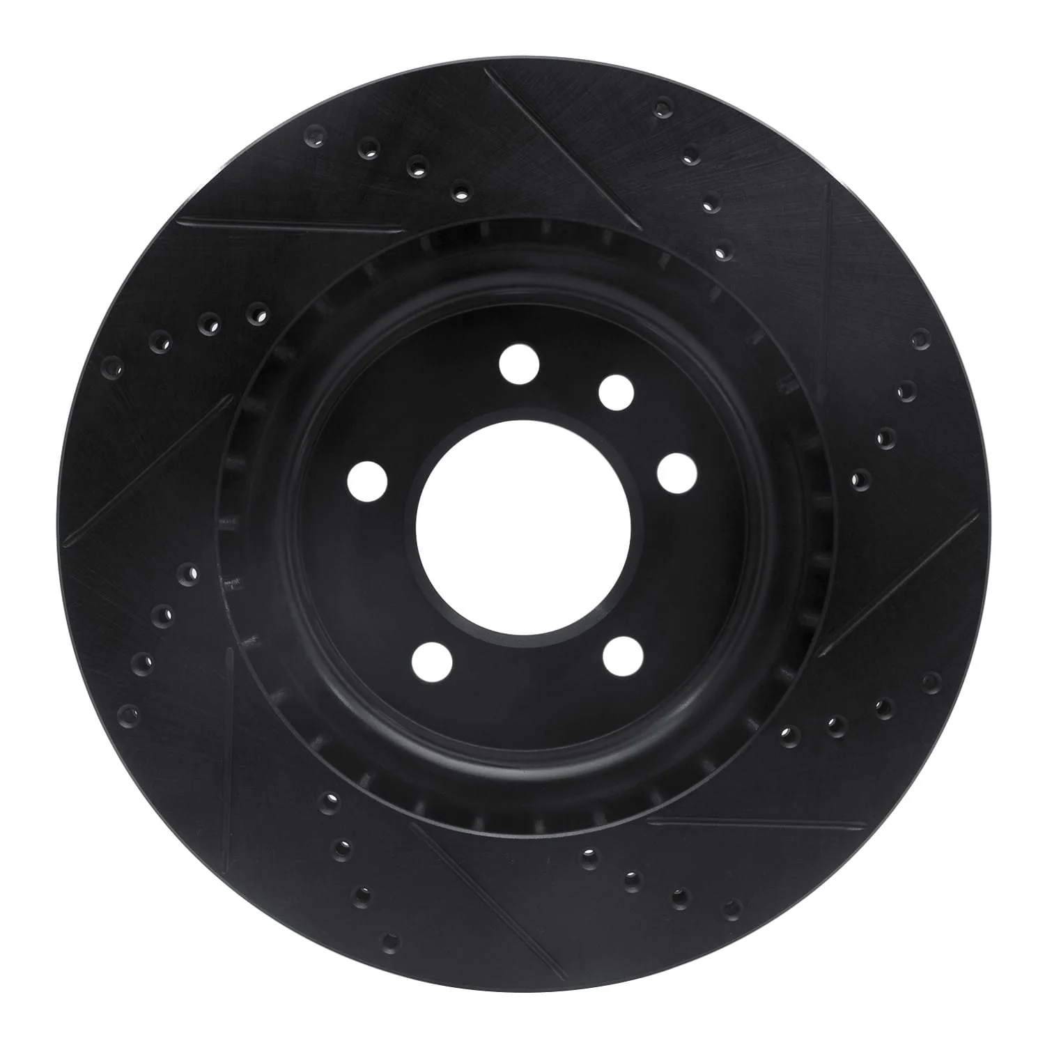 R1 Concepts 18-20 Land Rover Range Rover Sport Rear Left Drilled & Slotted Black Brake Rotor - Image 2