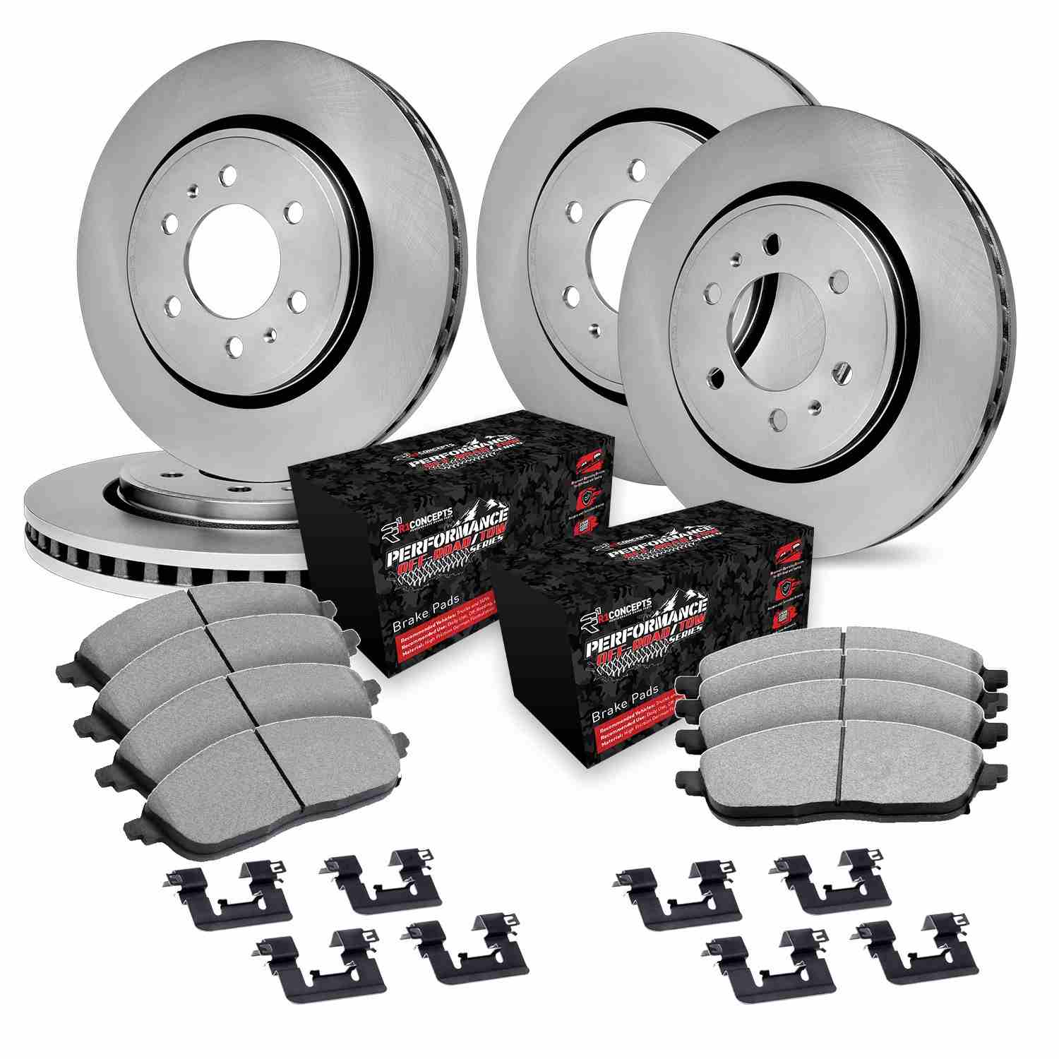 R1 Concepts 18-21 Ford ExpeditIon Front & Rear Brake Rotor Set w/Off-Road/Tow Brake Pads and Hardware