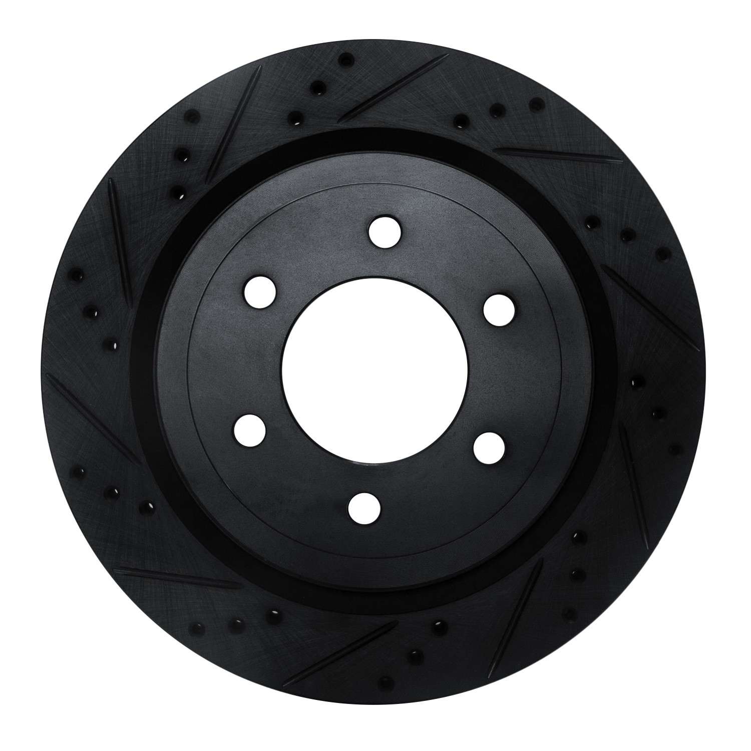R1 Concepts 18-21 Ford F-150 4WD Rear Left Drilled & Slotted Black Brake Rotor