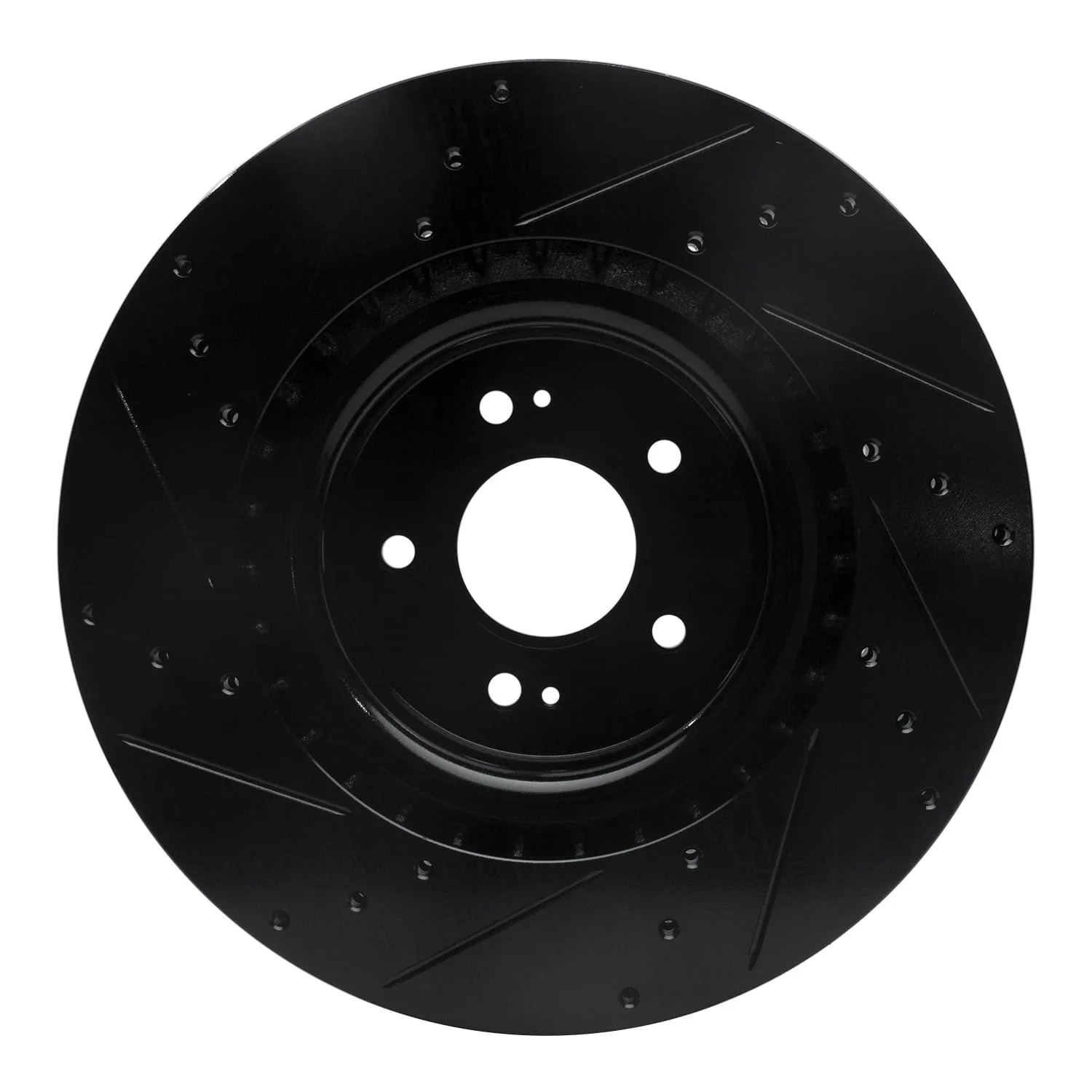 R1 Concepts 18-22 Genesis G70 Front Right Drilled & Slotted Black Brake Rotor - Image 2
