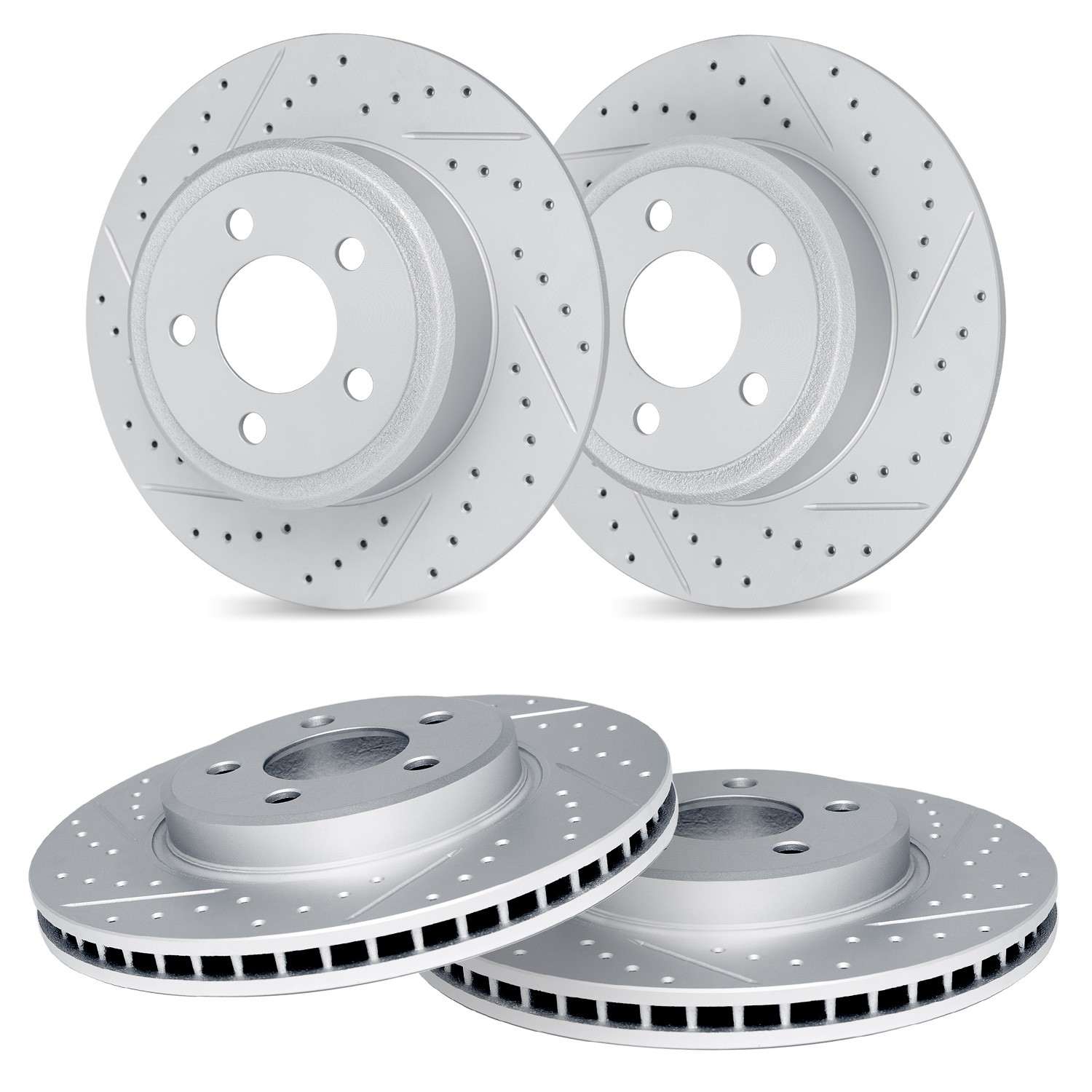 R1 Concepts 18-22 Honda Accord Front & Rear Drilled & Slotted Carbon Coated Brake Rotor Set