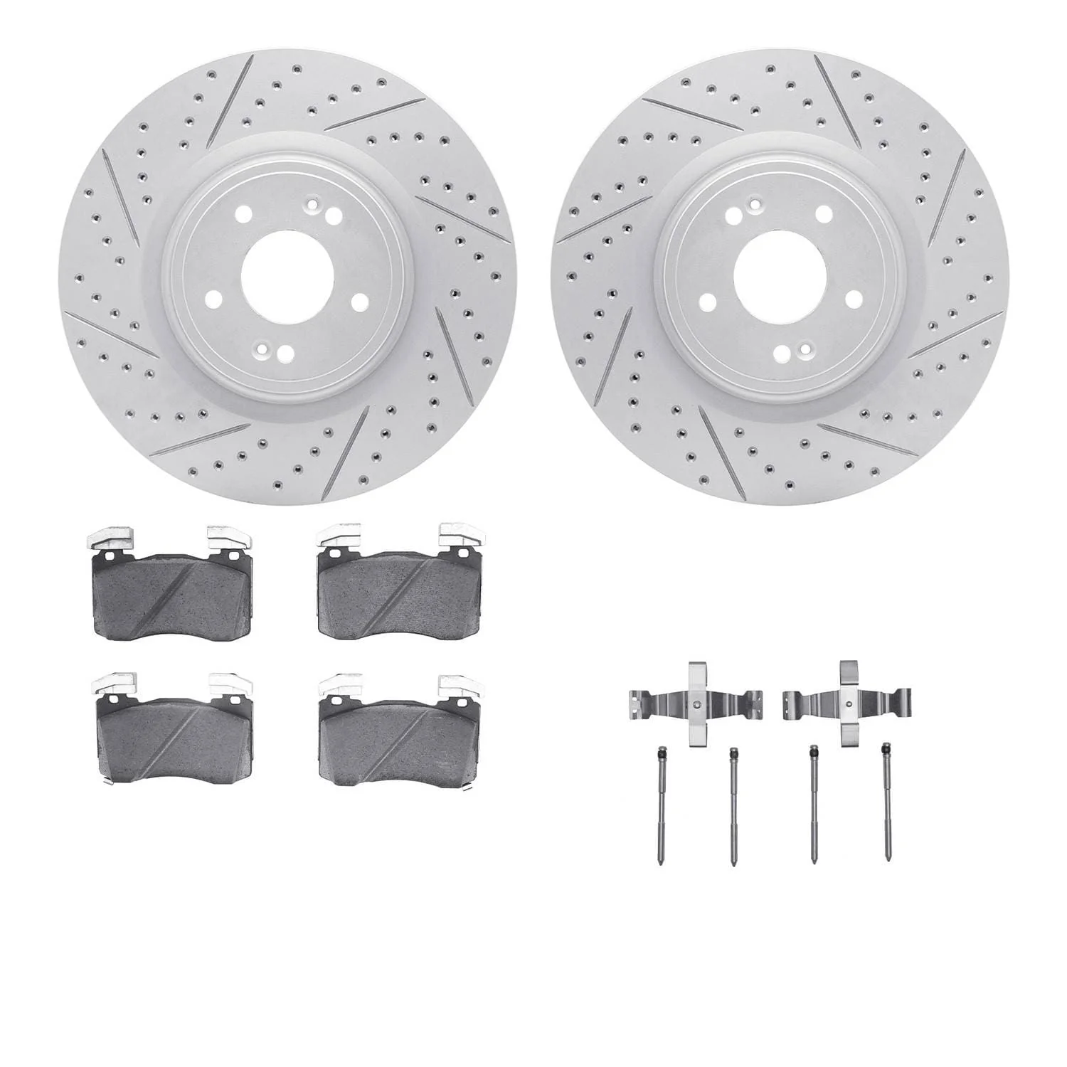 R1 Concepts 18-22 Kia Stinger Front Drill/Slot Carbon Coated Rotor Set w/Optimum Pads