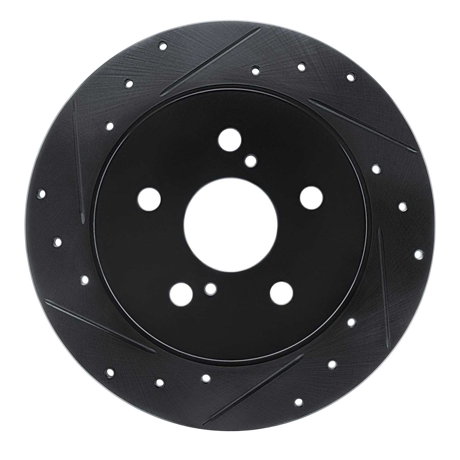 R1 Concepts 18-22 Toyota C-HR Rear Left Drilled & Slotted Black Brake Rotor