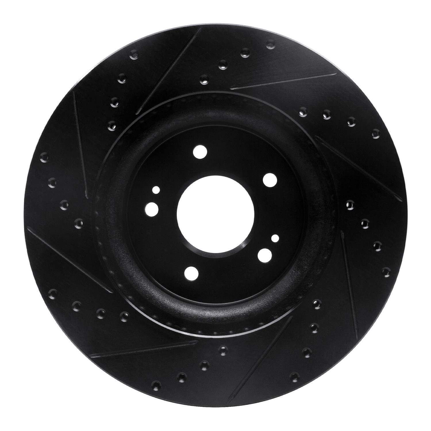 R1 Concepts 18-23 Genesis G70 Front Right Drilled & Slotted Black Brake Rotor - Image 2