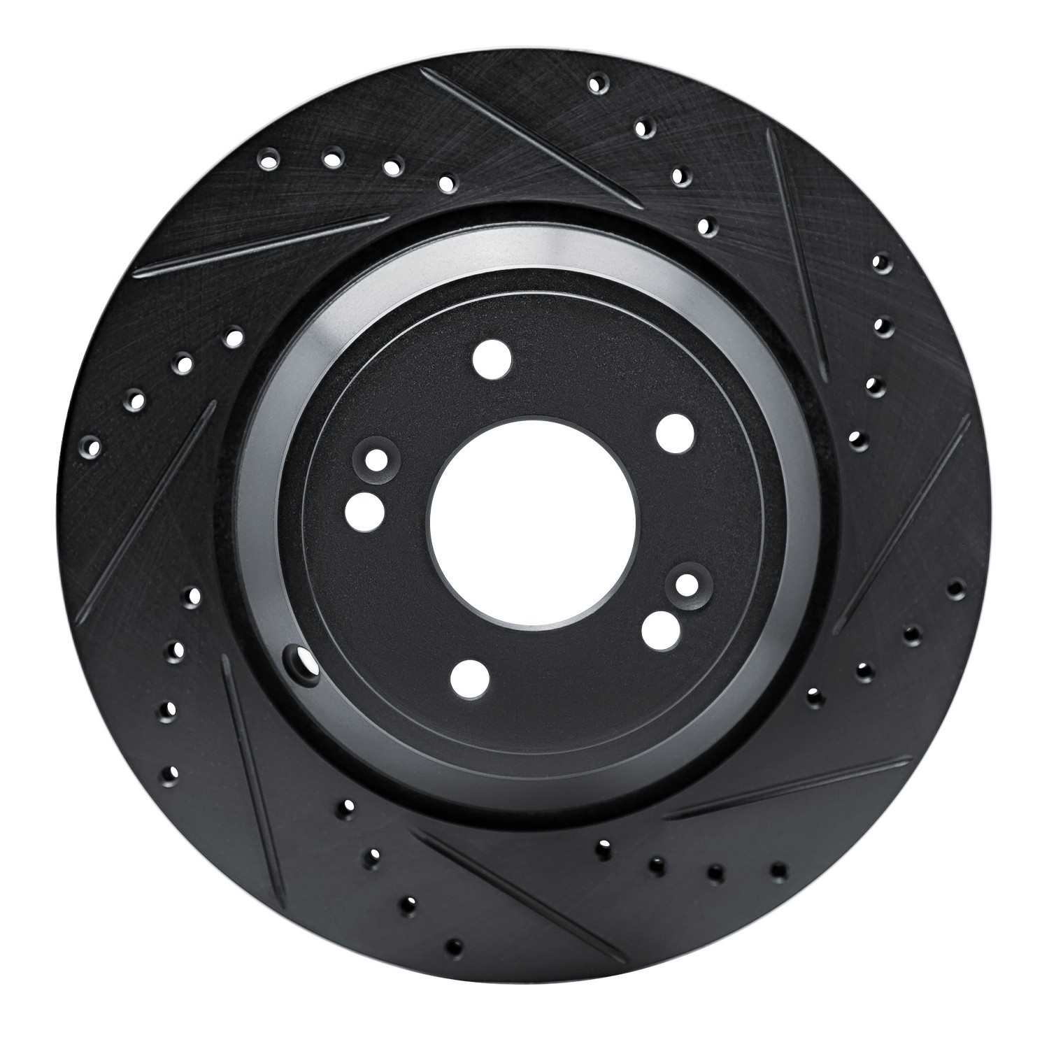 R1 Concepts 18-23 Genesis G70 Rear Right Drilled & Slotted Black Brake Rotor