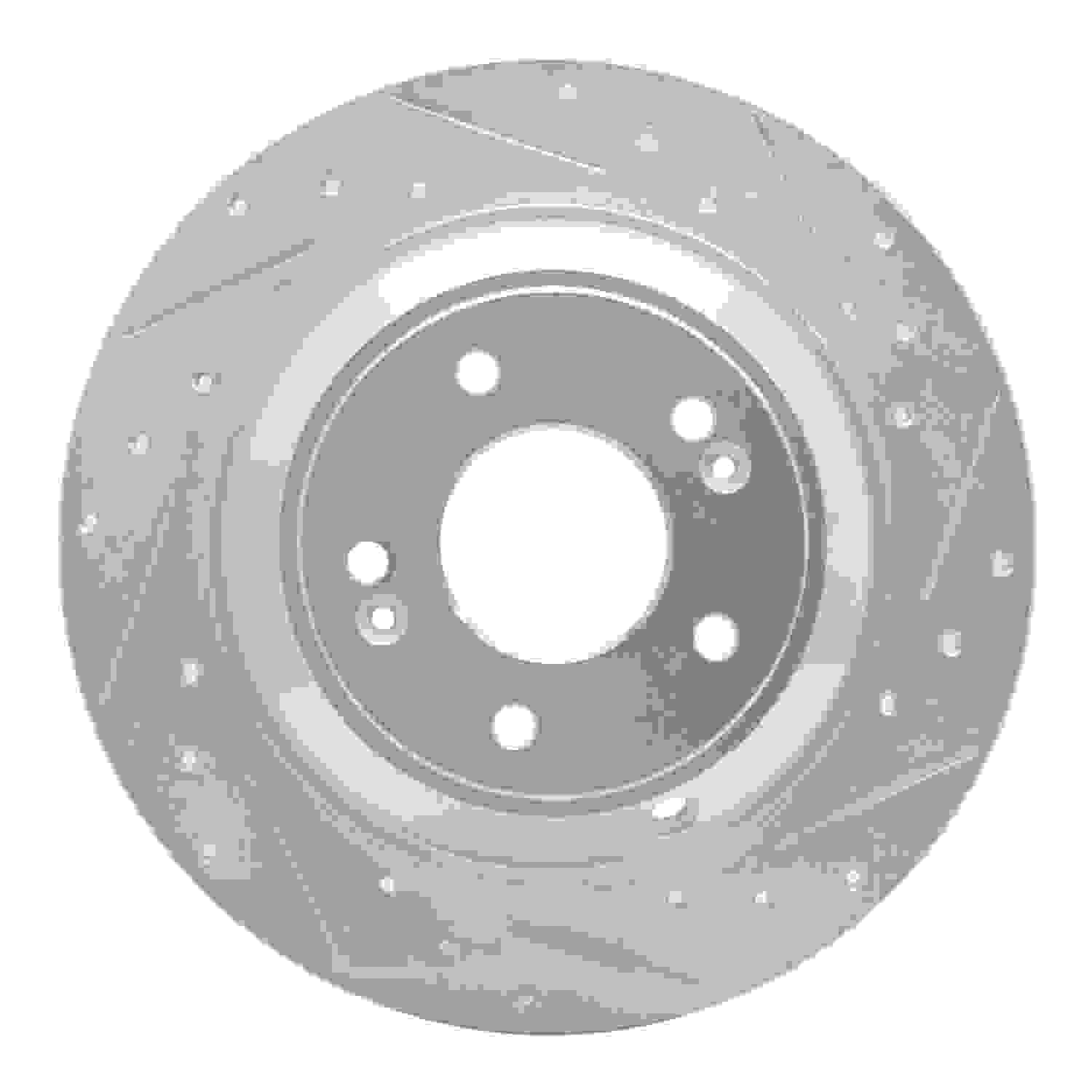 R1 Concepts 18-23 Genesis G70 Rear Right Drilled & Slotted Silver Brake Rotor