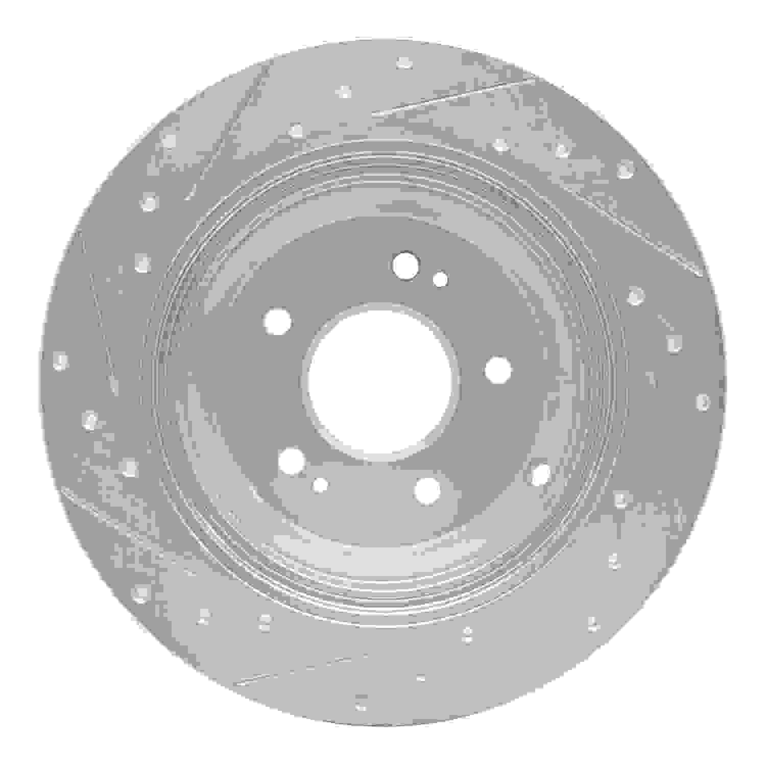 R1 Concepts 18-23 Genesis G70 Rear Right Drilled & Slotted Silver Brake Rotor - Image 2