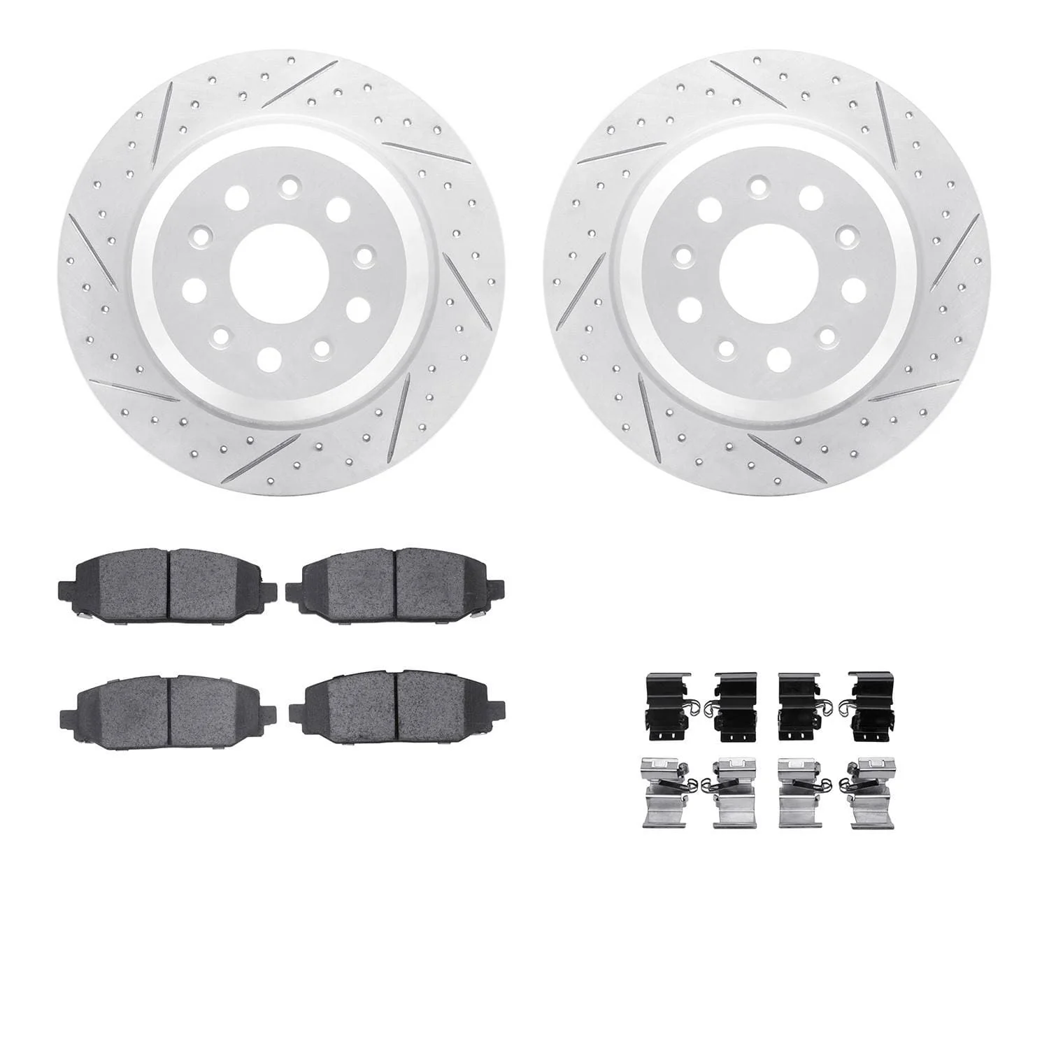 R1 Concepts 18-24 Jeep Wrangler Rear Drill/Slot Carbon Coated Rotor Set w/Optimum Pads