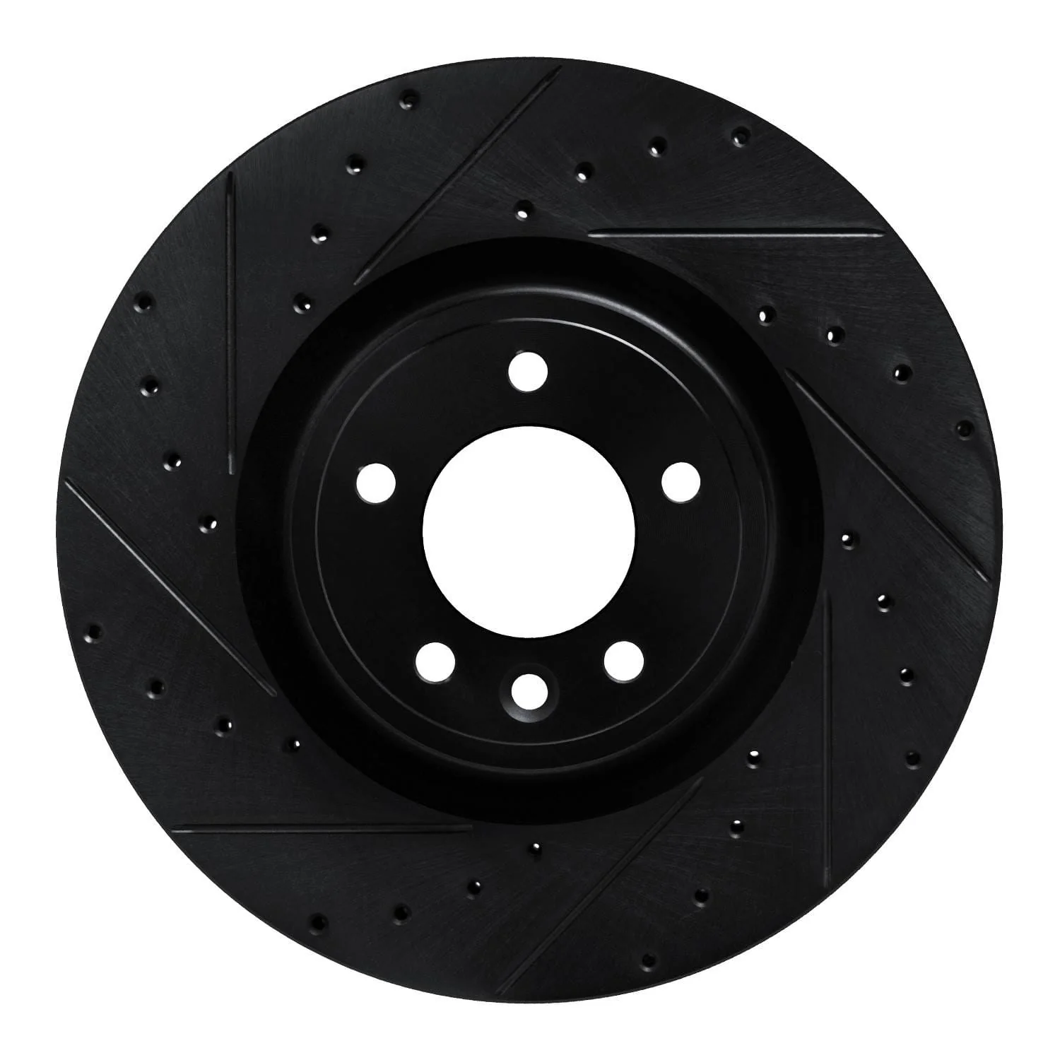 R1 Concepts 18-24 Land Rover Discovery Front Left Drilled & Slotted Black Brake Rotor