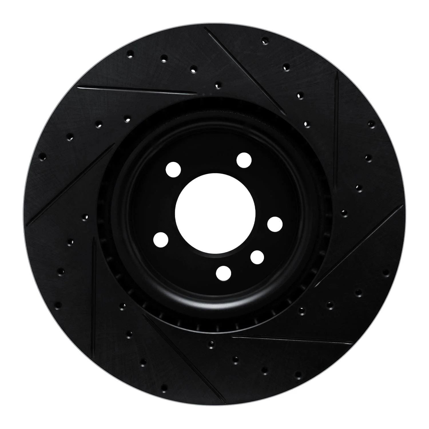 R1 Concepts 18-24 Land Rover Discovery Front Left Drilled & Slotted Black Brake Rotor - Image 2