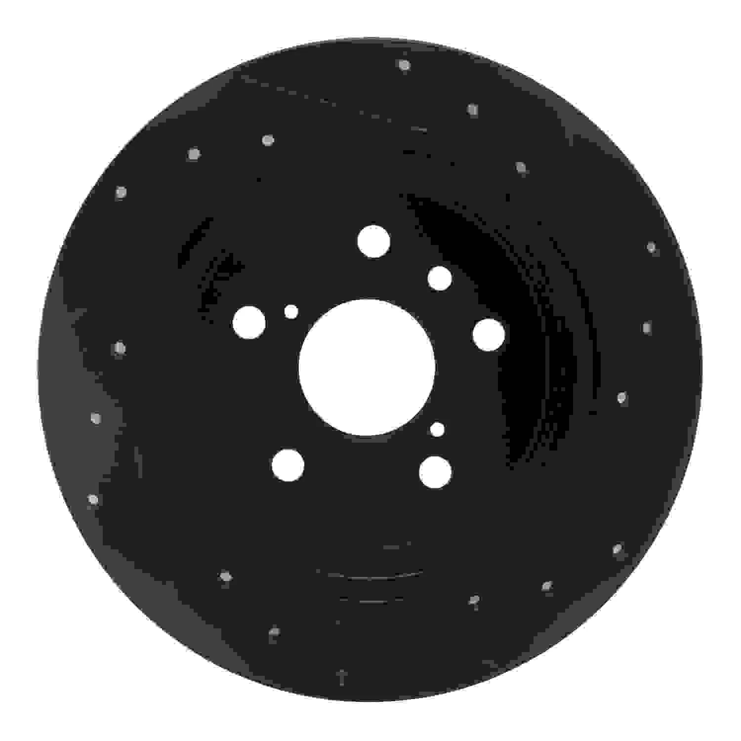 R1 Concepts 18-24 Toyota Camry Rear Left Drilled & Slotted Black Brake Rotor - Image 2