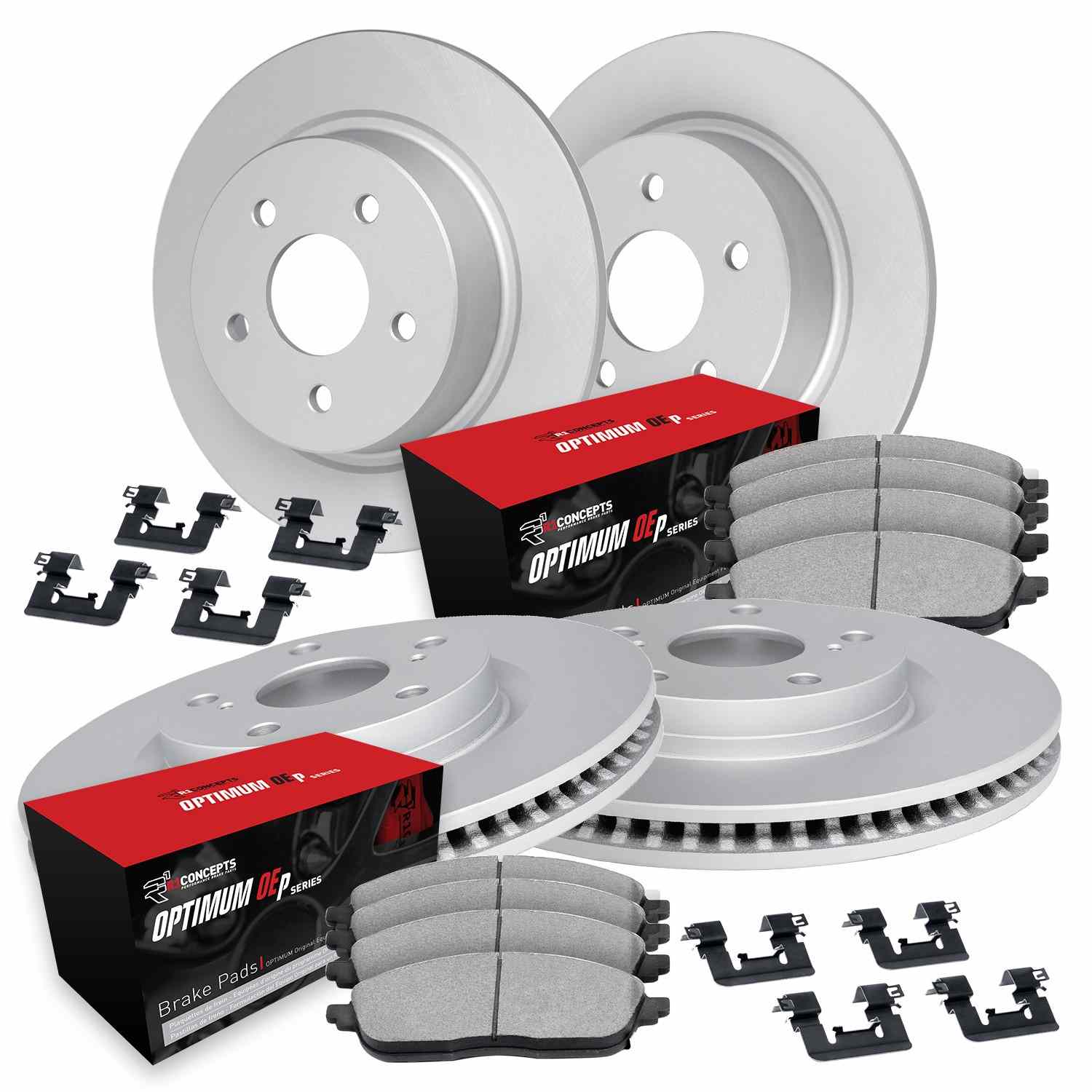 R1 Concepts 18-25 Honda Accord Front & Rear Carbon Coated Brake Rotor Set w/Optimum OE Pads and Hardware