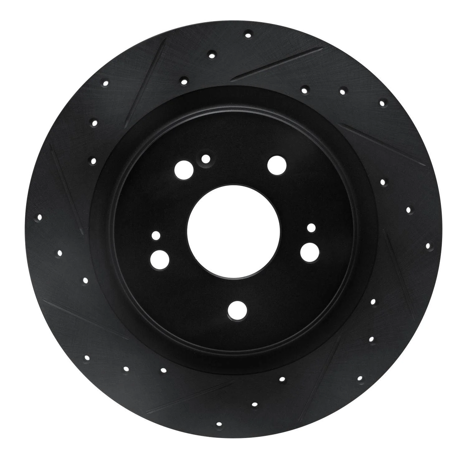 R1 Concepts 18-25 Honda Odyssey Rear Left Drilled & Slotted Black Brake Rotor