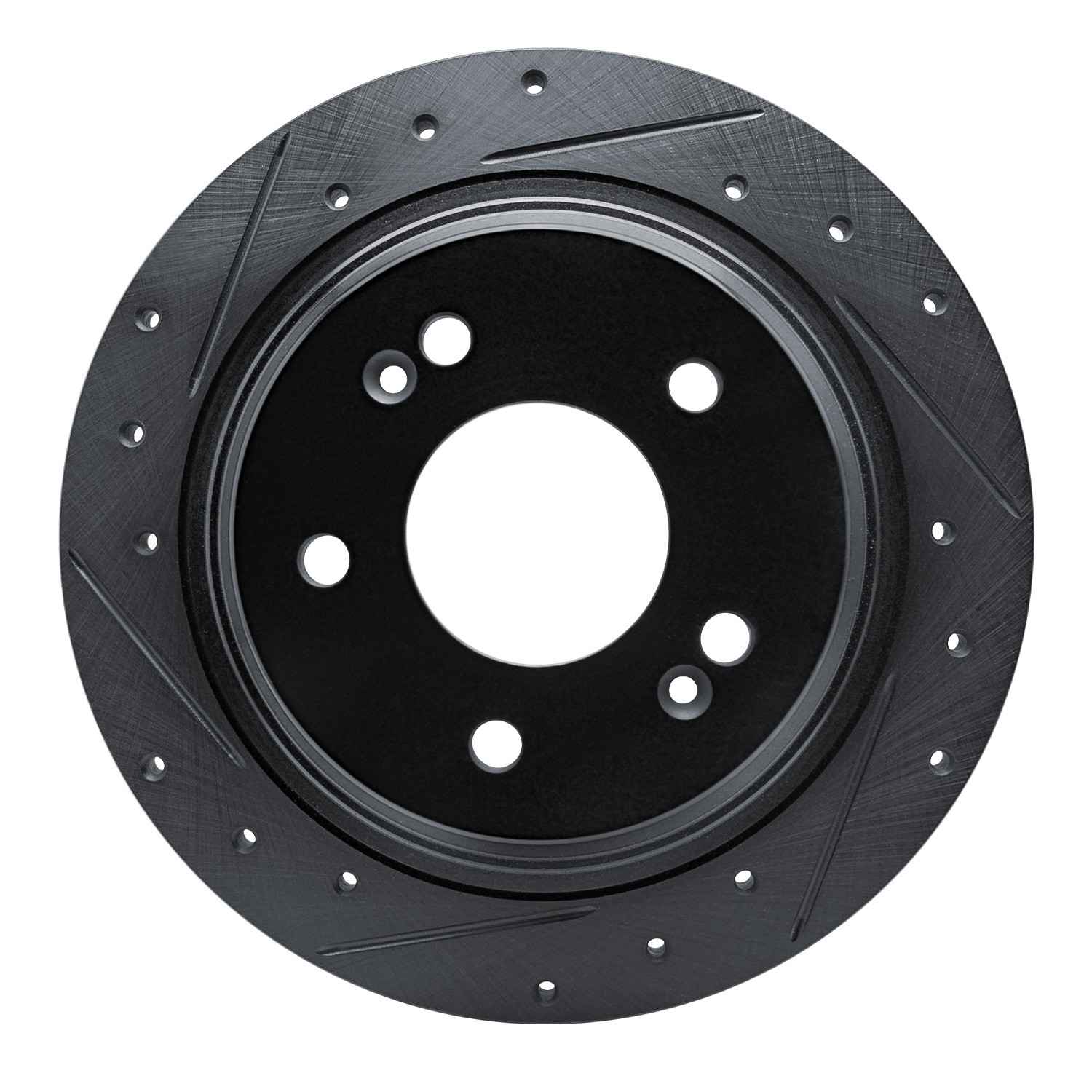R1 Concepts 18-25 Hyundai Kona Rear Left Drilled & Slotted Black Brake Rotor