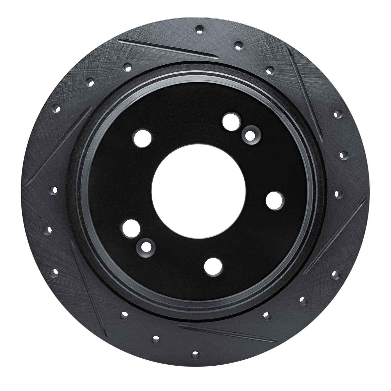 R1 Concepts 18-25 Hyundai Kona Rear Right Drilled & Slotted Black Brake Rotor