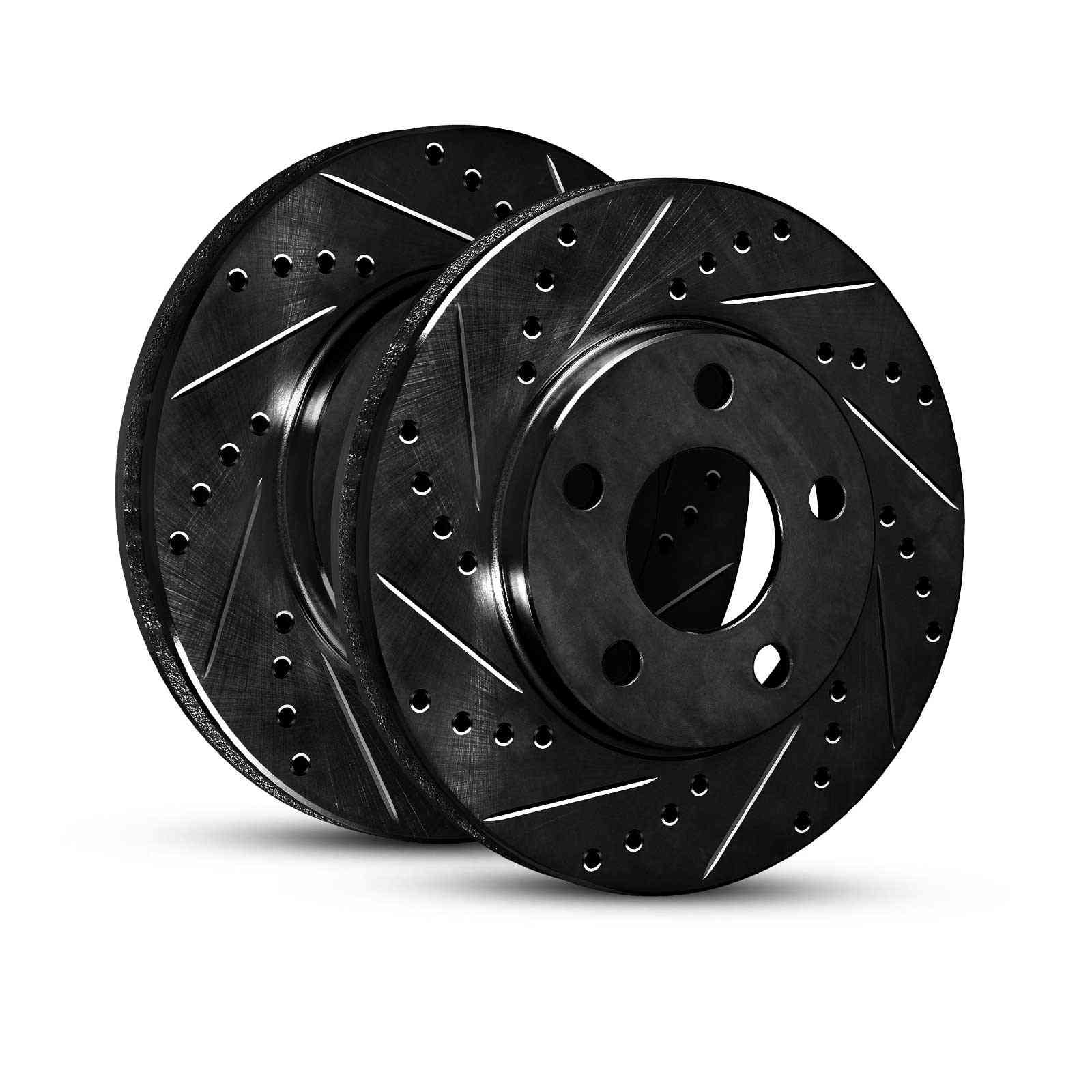 R1 Concepts 18-25 Volkswagen Atlas Front Drilled & Slotted Black Brake Rotor Set - Image 2