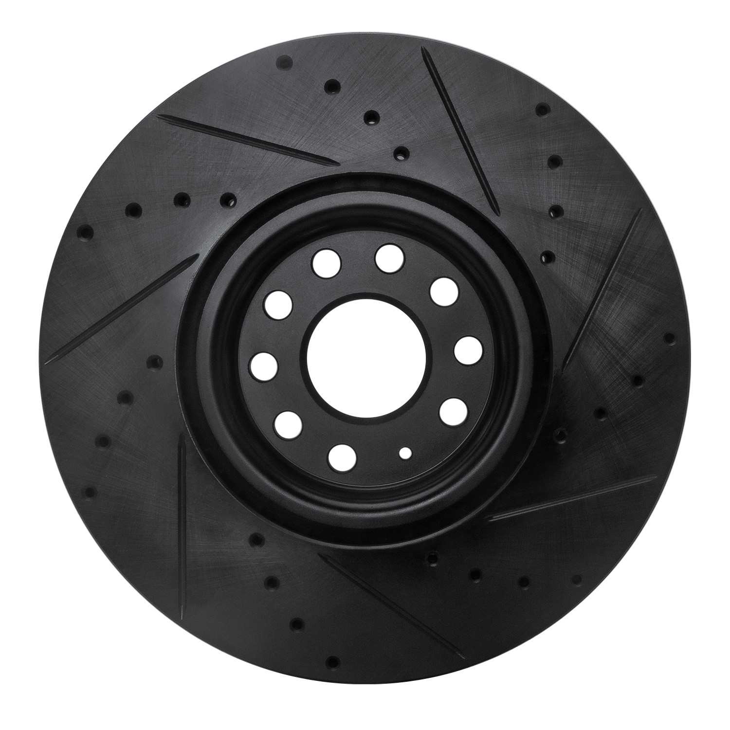R1 Concepts 18-25 Volkswagen ATLAS Front Left Drilled & Slotted Black Brake Rotor - Image 2