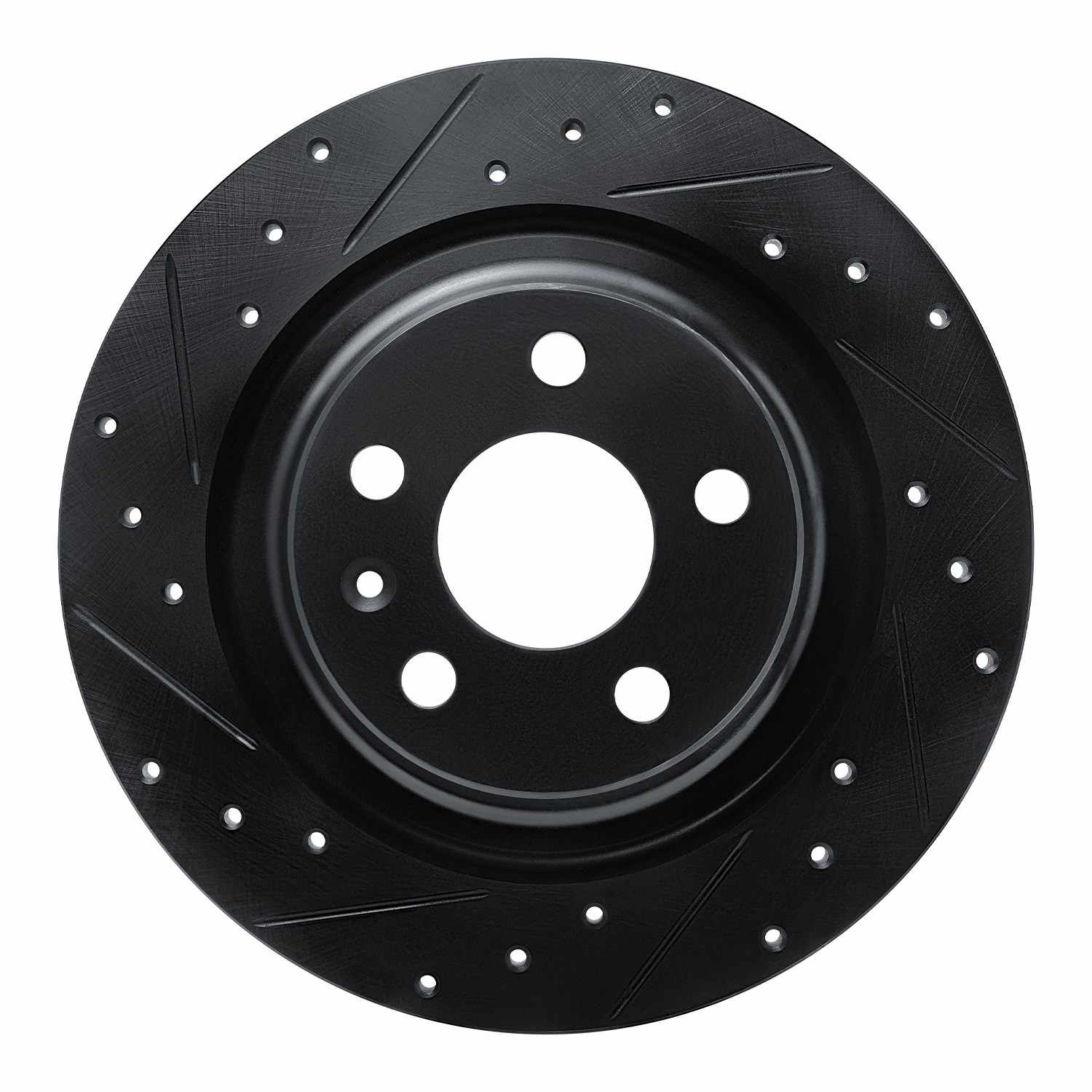 R1 Concepts 18-25 Volvo S60 Rear Left Drilled & Slotted Black Brake Rotor