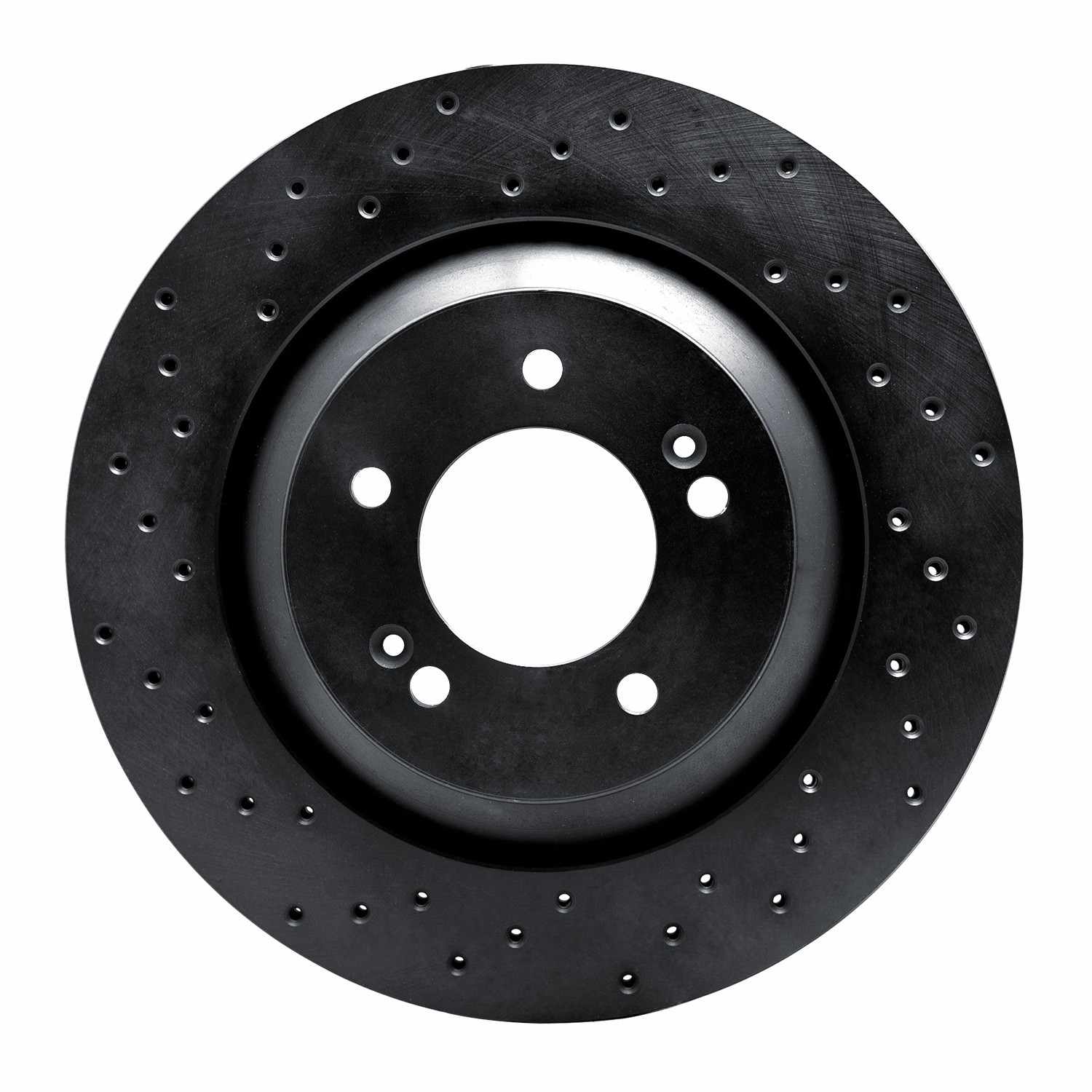 R1 Concepts 19-21 Hyundai Veloster N Rear Left Drilled Black Brake Rotor