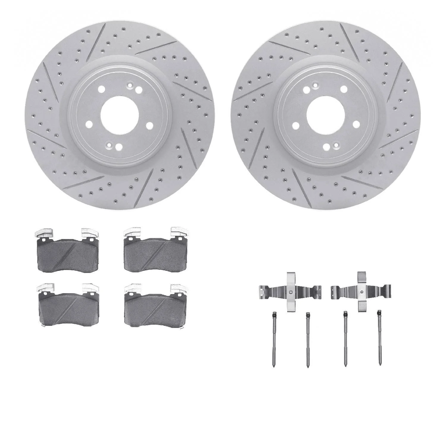 R1 Concepts 19-22 Genesis G70 Front Drill/Slot Carbon Coated Rotor Set w/Optimum Pads