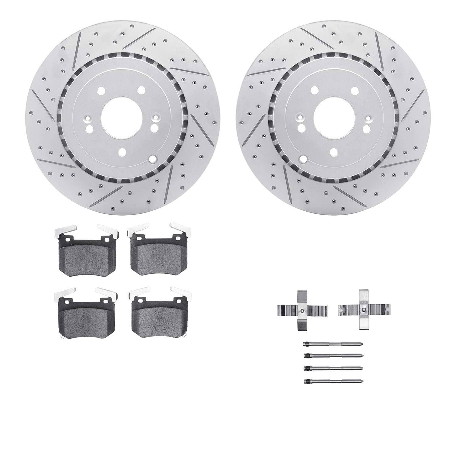 R1 Concepts 19-22 Genesis G70 Rear Drill/Slot Carbon Coated Rotor Set w/Optimum Pads