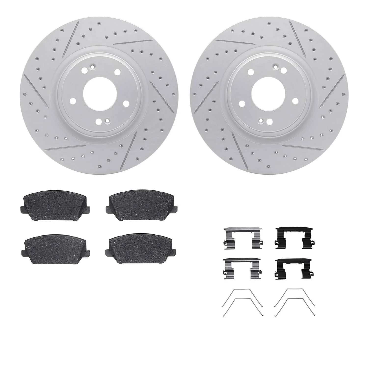 R1 Concepts 19-22 Hyundai Veloster N Front Drill/Slot Carbon Coated Rotor Set w/Optimum Pads