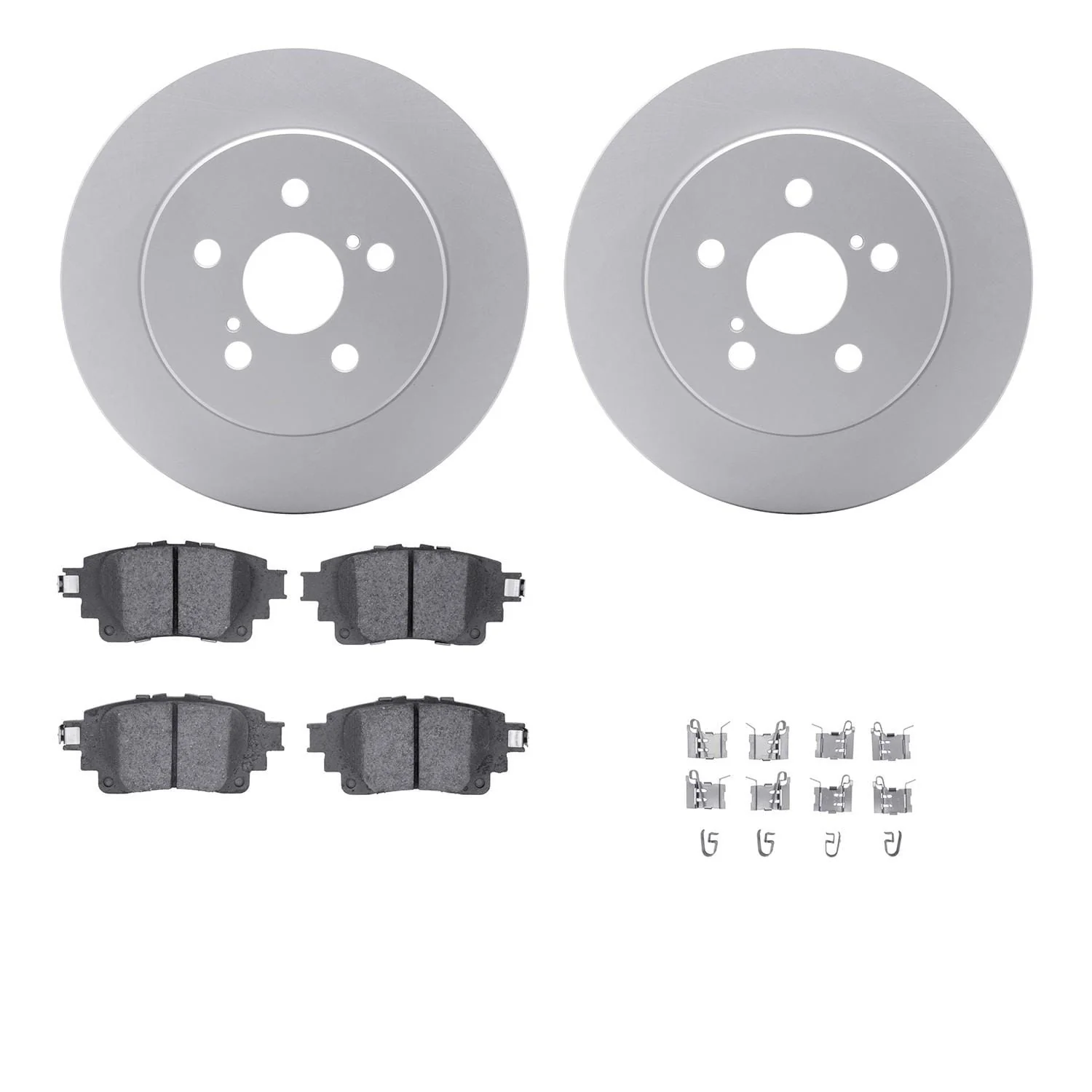 R1 Concepts 19-22 Toyota Corolla Rear Carbon Coated Brake Rotor Set w/Optimum OE Pads and Hardware