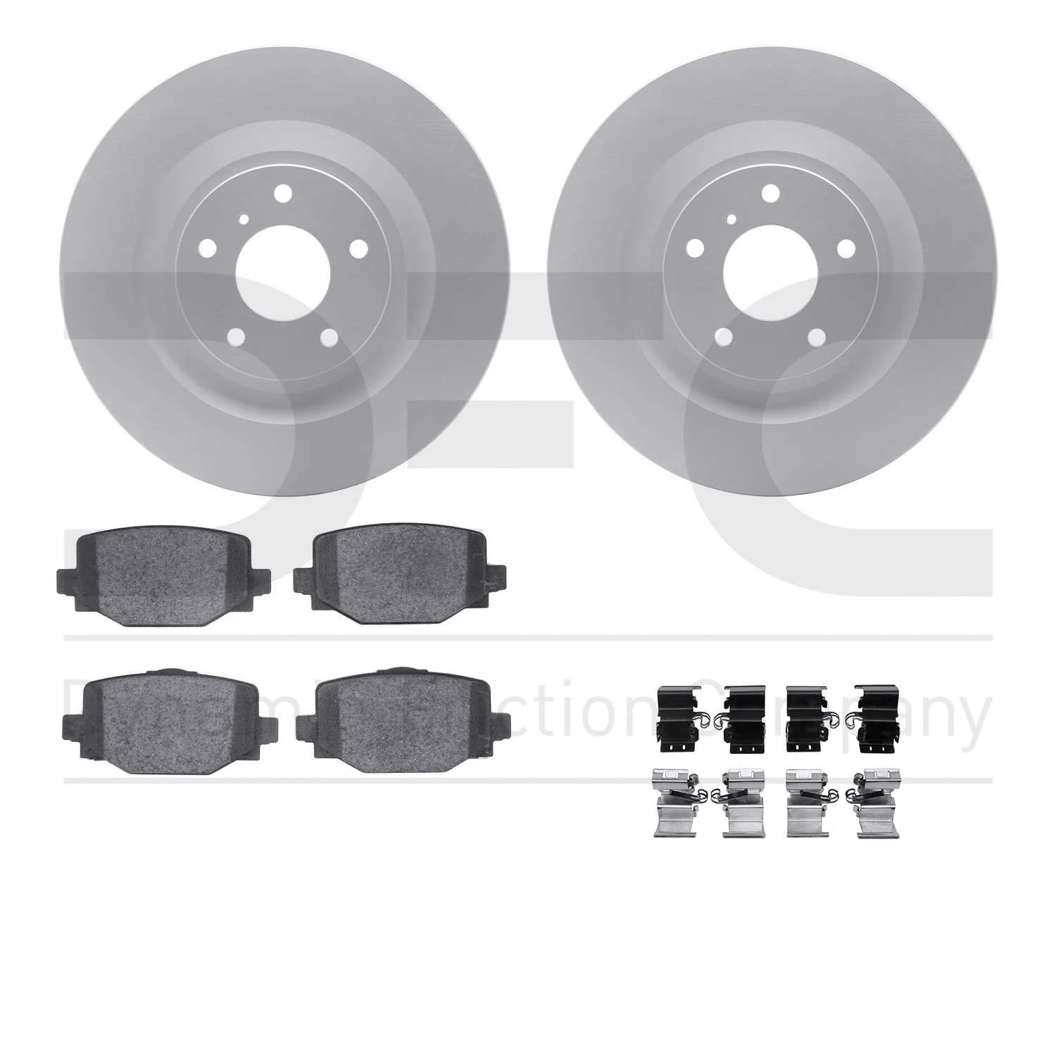 R1 Concepts 19-24 Infiniti QX50 Rear Carbon Coated Brake Rotor Set w/Optimum OE Pads and Hardware