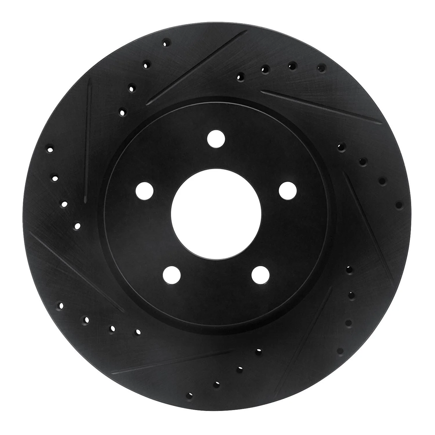 R1 Concepts 19-24 Infiniti QX50 Rear Left Drilled & Slotted Black Brake Rotor