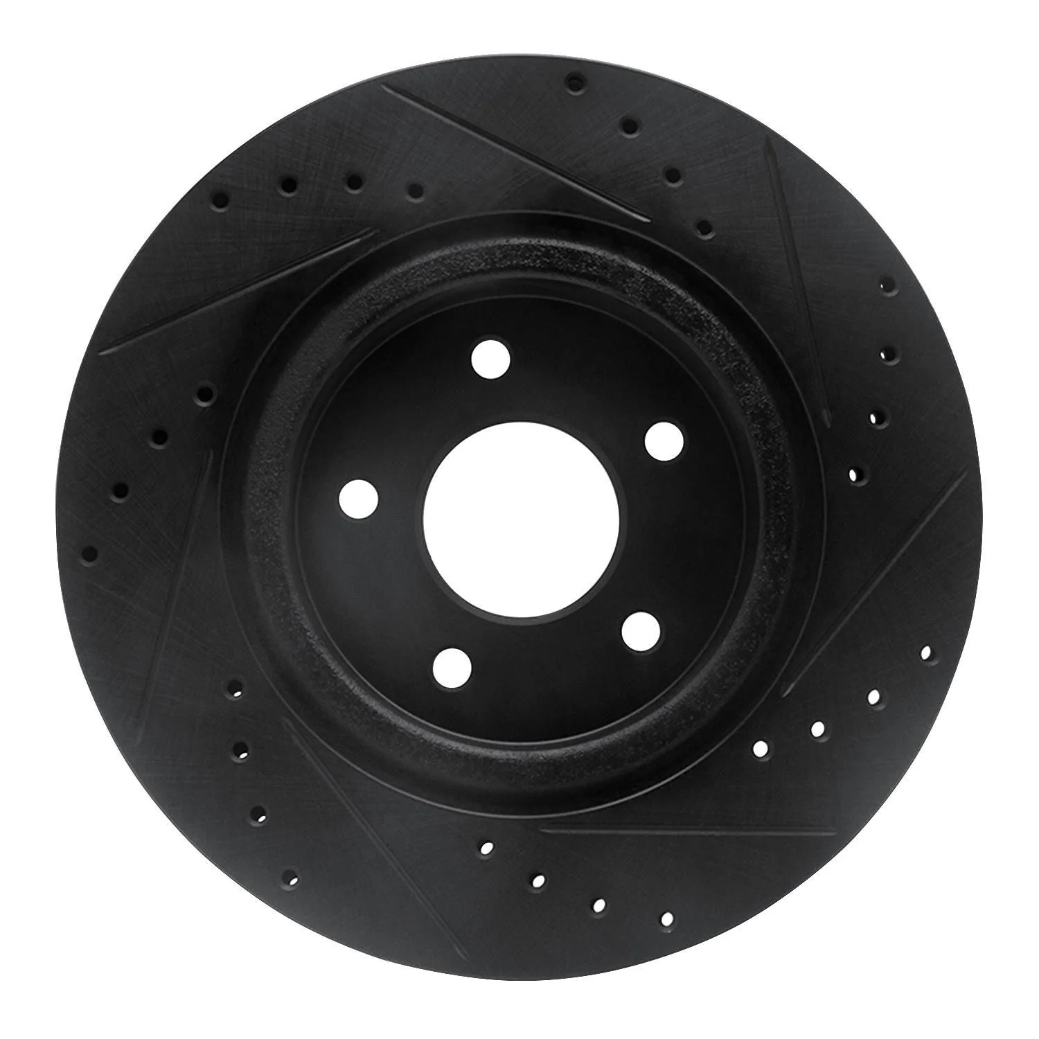R1 Concepts 19-24 Infiniti QX50 Rear Left Drilled & Slotted Black Brake Rotor - Image 2