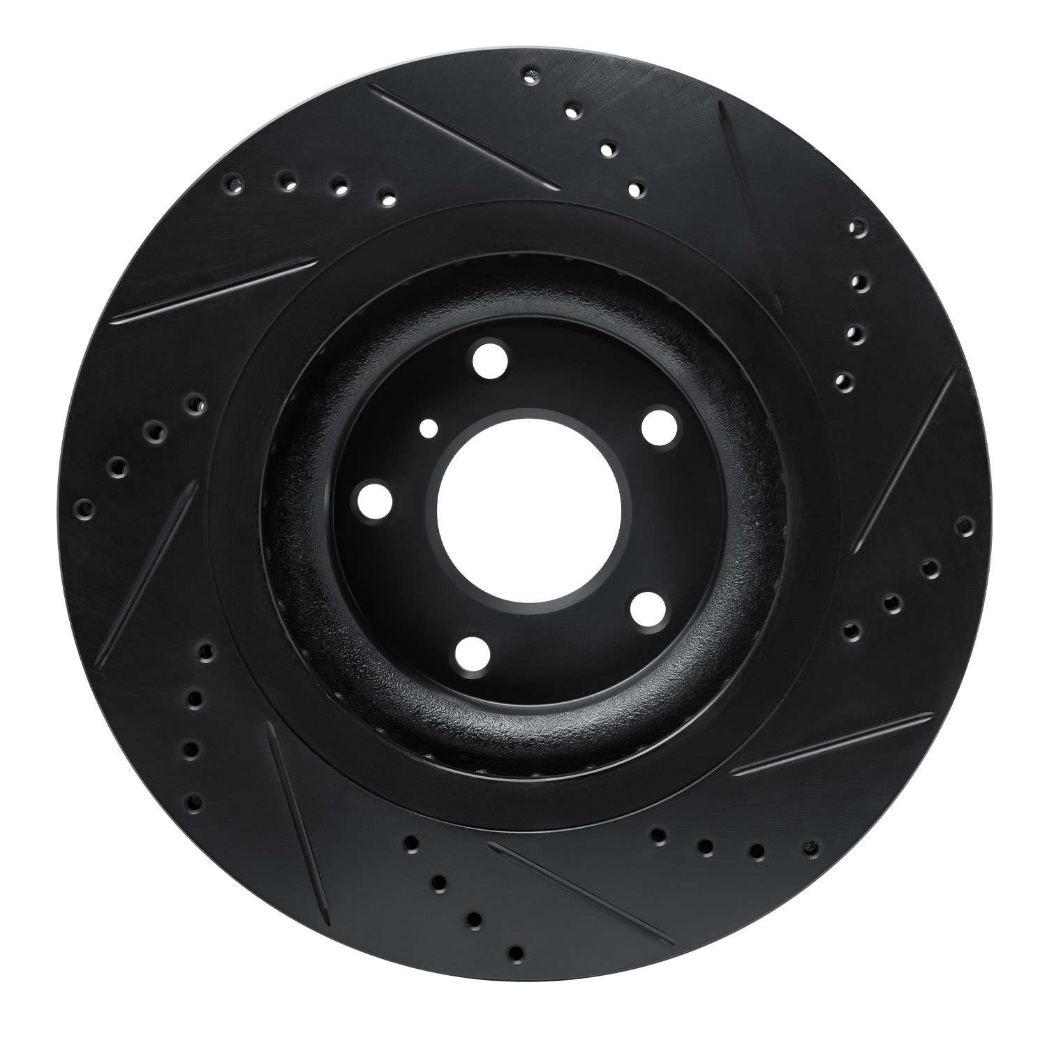 R1 Concepts 19-24 Infiniti QX55 Front Left Drilled & Slotted Black Brake Rotor - Image 2