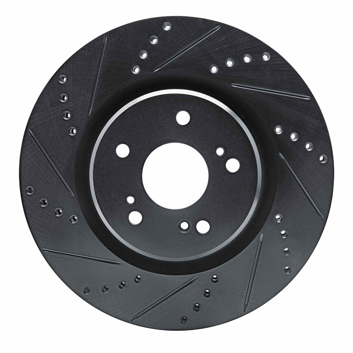 R1 Concepts 19-25 Acura RDX Front Left Drilled & Slotted Black Brake Rotor