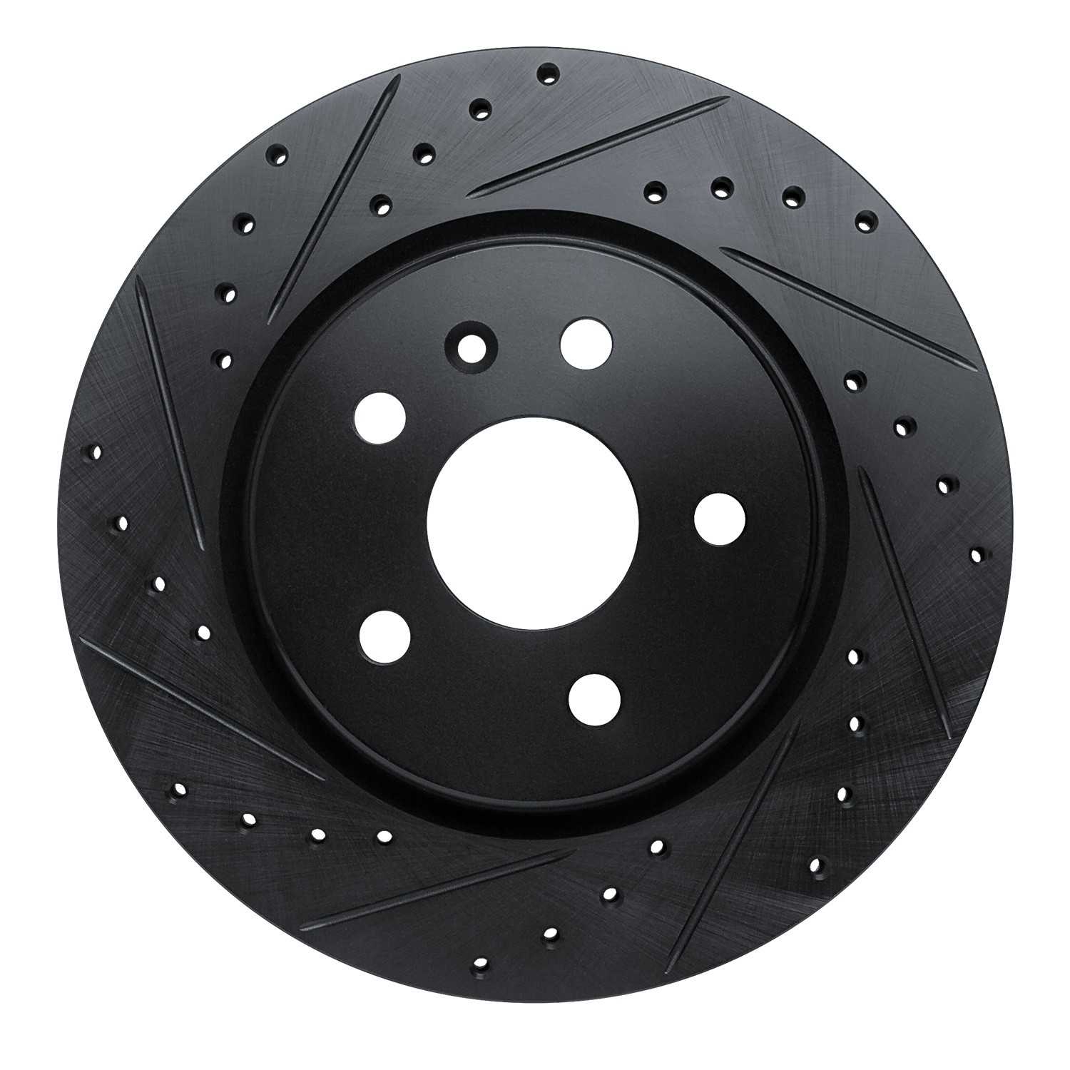 R1 Concepts 19-25 Buick Envision Rear Left Drilled & Slotted Black Brake Rotor