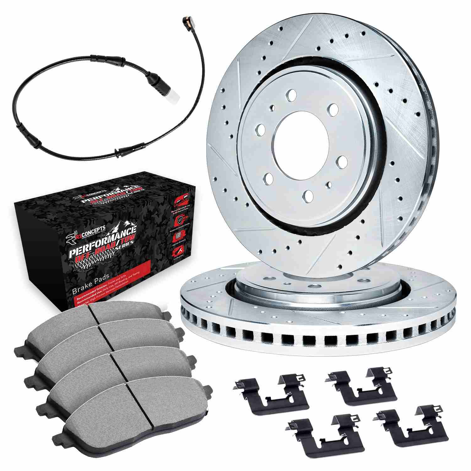 R1 Concepts 19-25 Cadillac Escalade ESV Rear Drill/Slot Silver Rotors w/Off-Road/Tow Pads