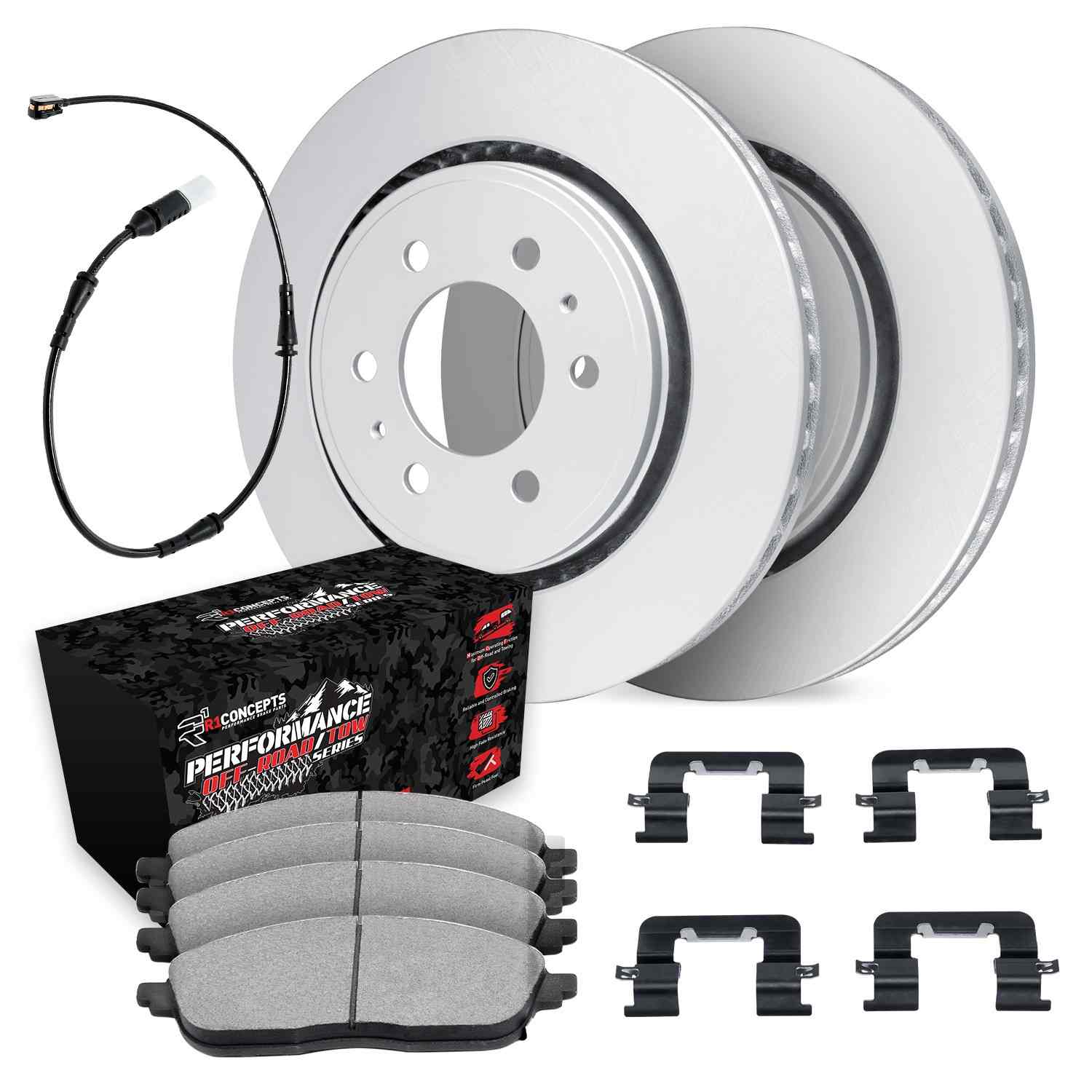 R1 Concepts 19-25 Cadillac Escalade Rear Carbon Coated Brake Rotor Set w/Off-Road/Tow Brake Pads - Image 2