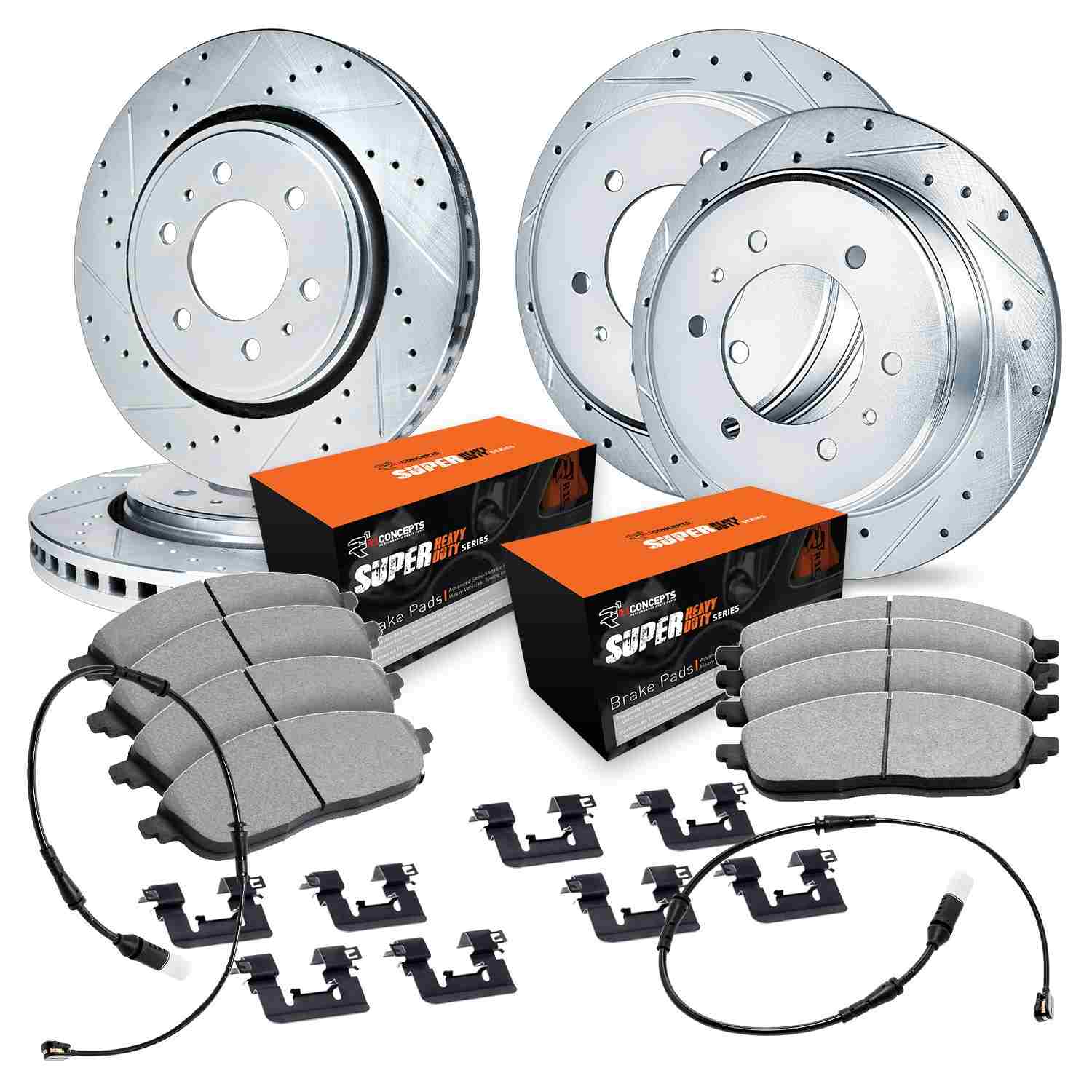R1 Concepts 19-25 Freightliner Sprinter 2500 Front & Rear Drill/Slot Silver Rotors w/Super Duty Pads