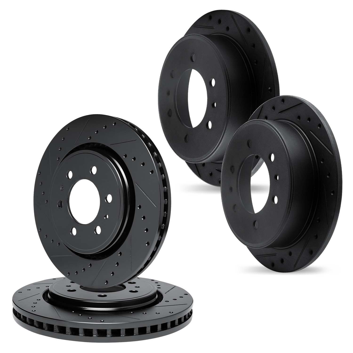 R1 Concepts 19-25 Freightliner Sprinter 2500 Front & Rear Drilled & Slotted Black Brake Rotor Set