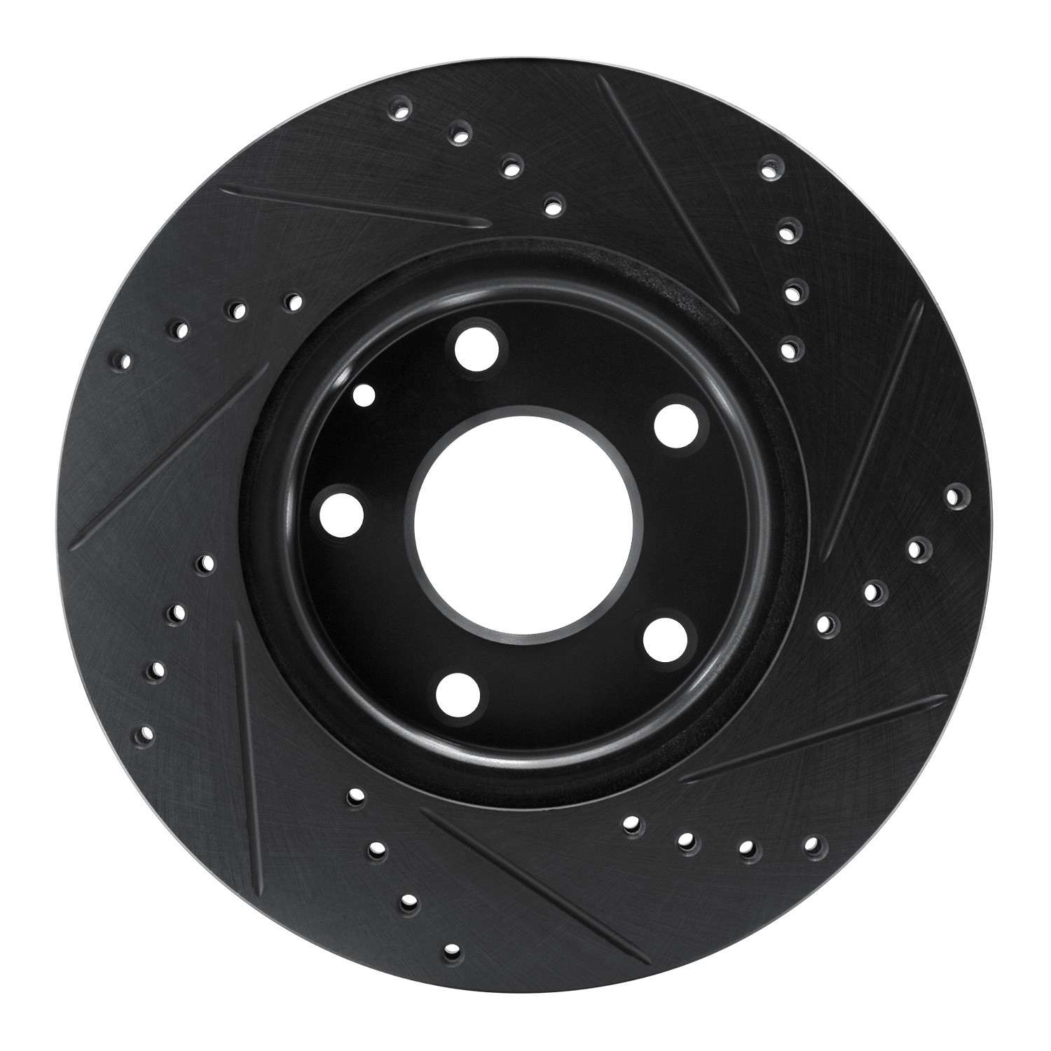 R1 Concepts 19-25 Mazda 3 Front Left Drilled & Slotted Black Brake Rotor - Image 2