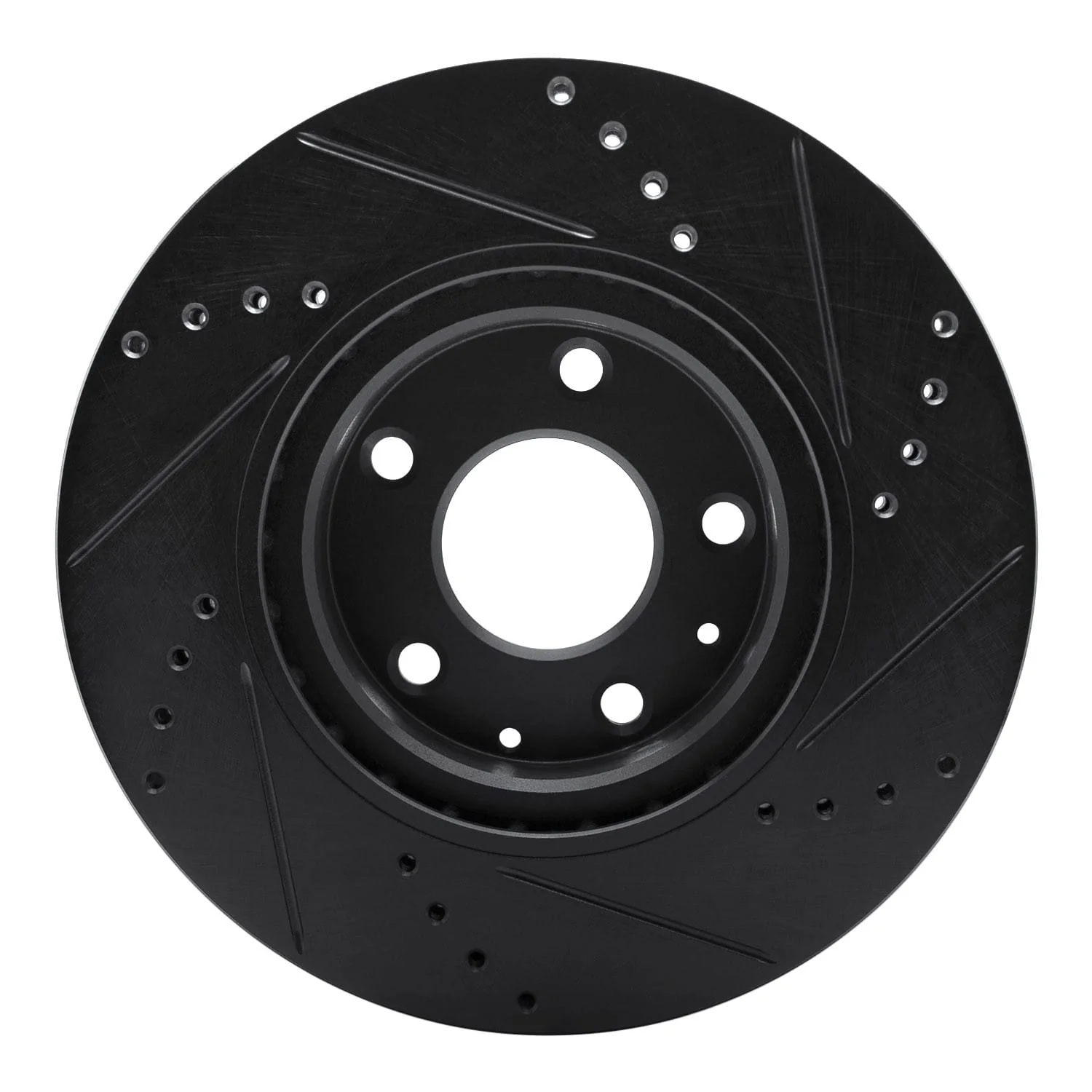 R1 Concepts 19-25 Mazda CX-30 Front Left Drilled & Slotted Black Brake Rotor - Image 2