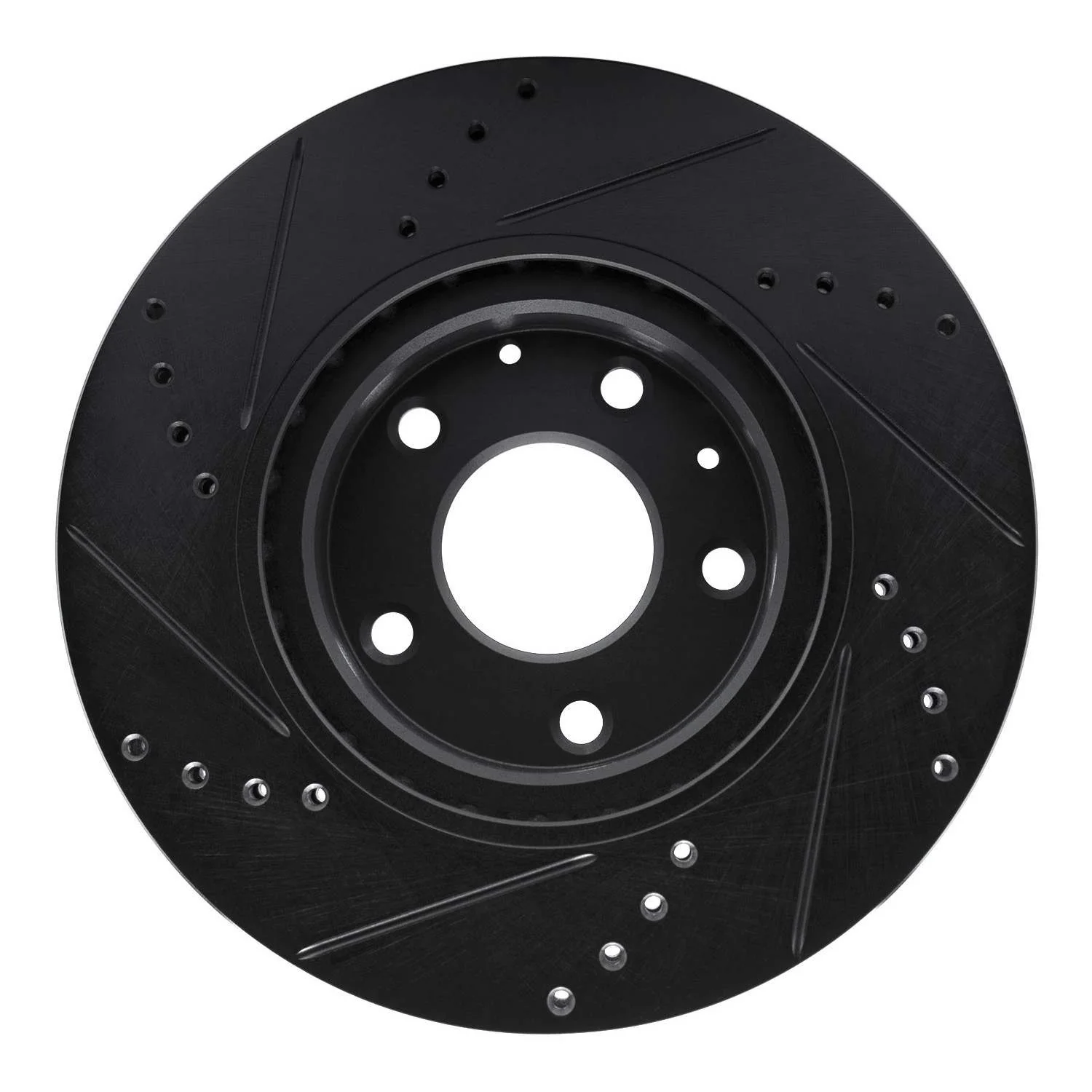 R1 Concepts 19-25 Mazda CX-30 Front Right Drilled & Slotted Black Brake Rotor - Image 2