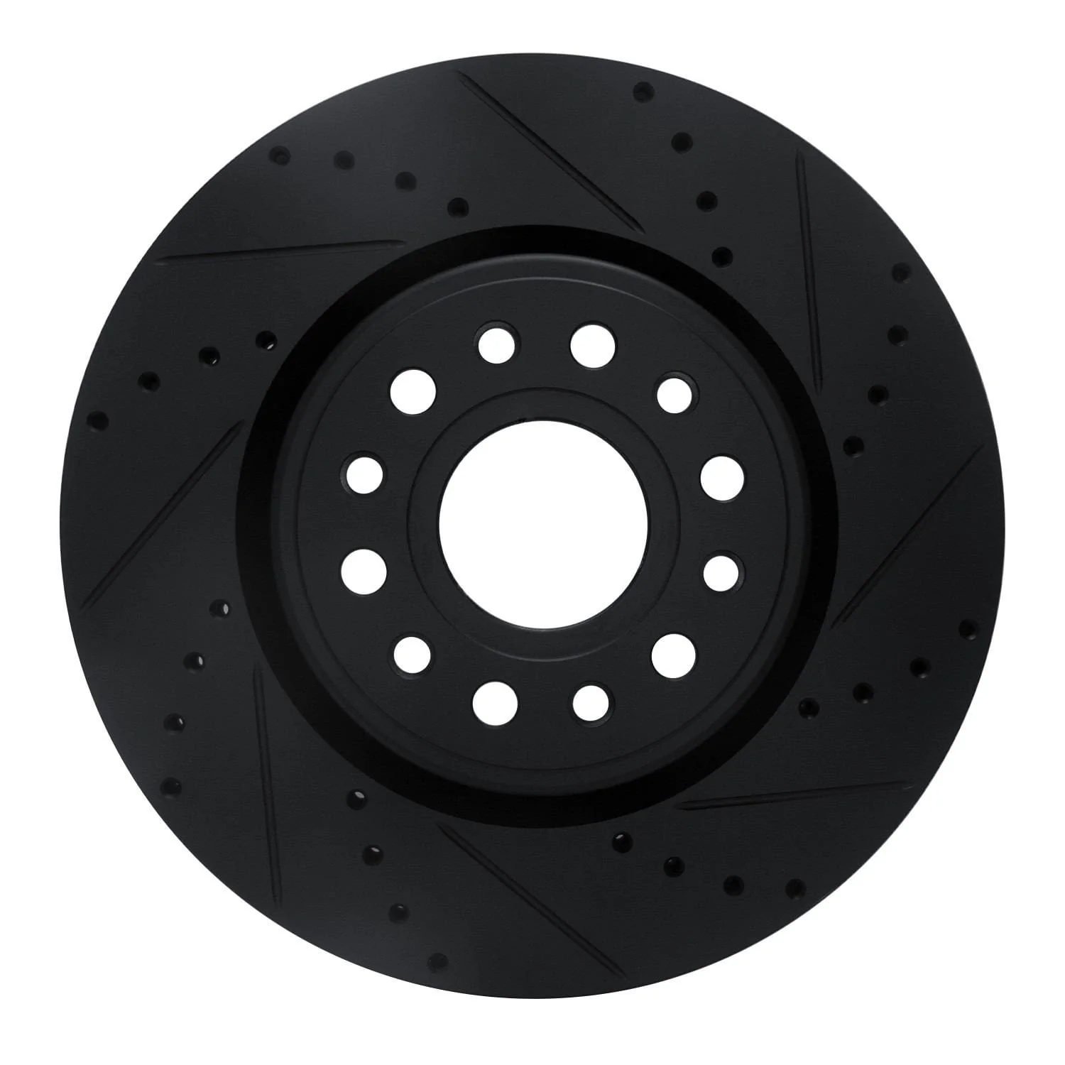 R1 Concepts 19-25 Ram 1500 Front Right Drilled & Slotted Black Brake Rotor