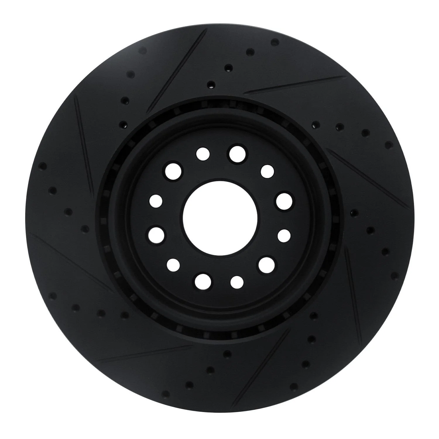 R1 Concepts 19-25 Ram 1500 Front Right Drilled & Slotted Black Brake Rotor - Image 2