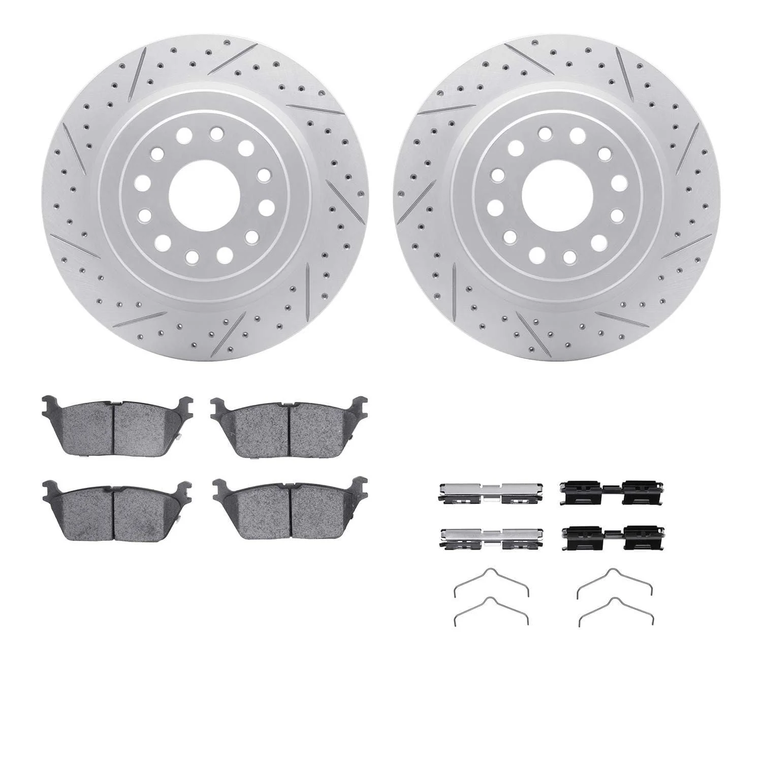 R1 Concepts 19-25 Ram 1500 Rear Drill/Slot Carbon Coated Rotor Set w/Optimum Pads