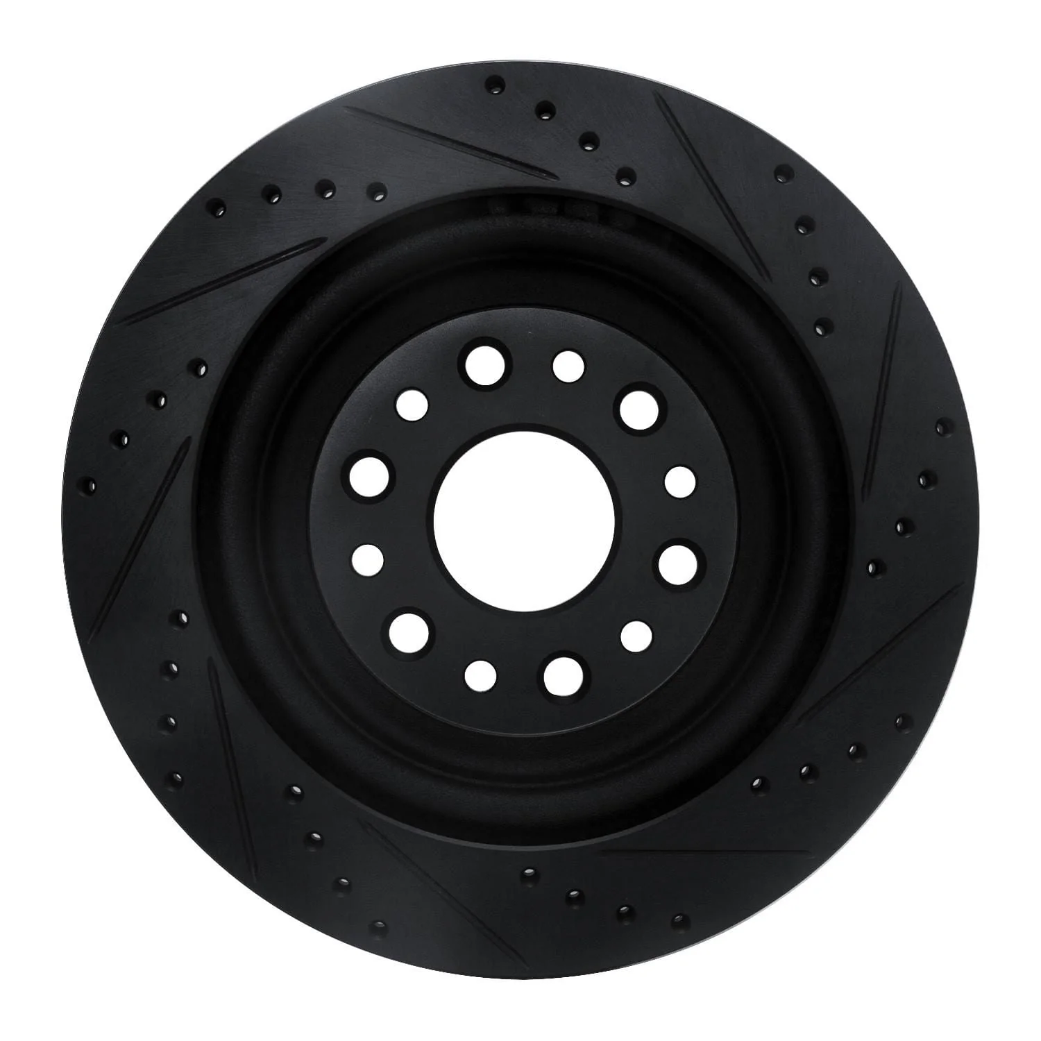 R1 Concepts 19-25 Ram 1500 Rear Left Drilled & Slotted Black Brake Rotor - Image 2