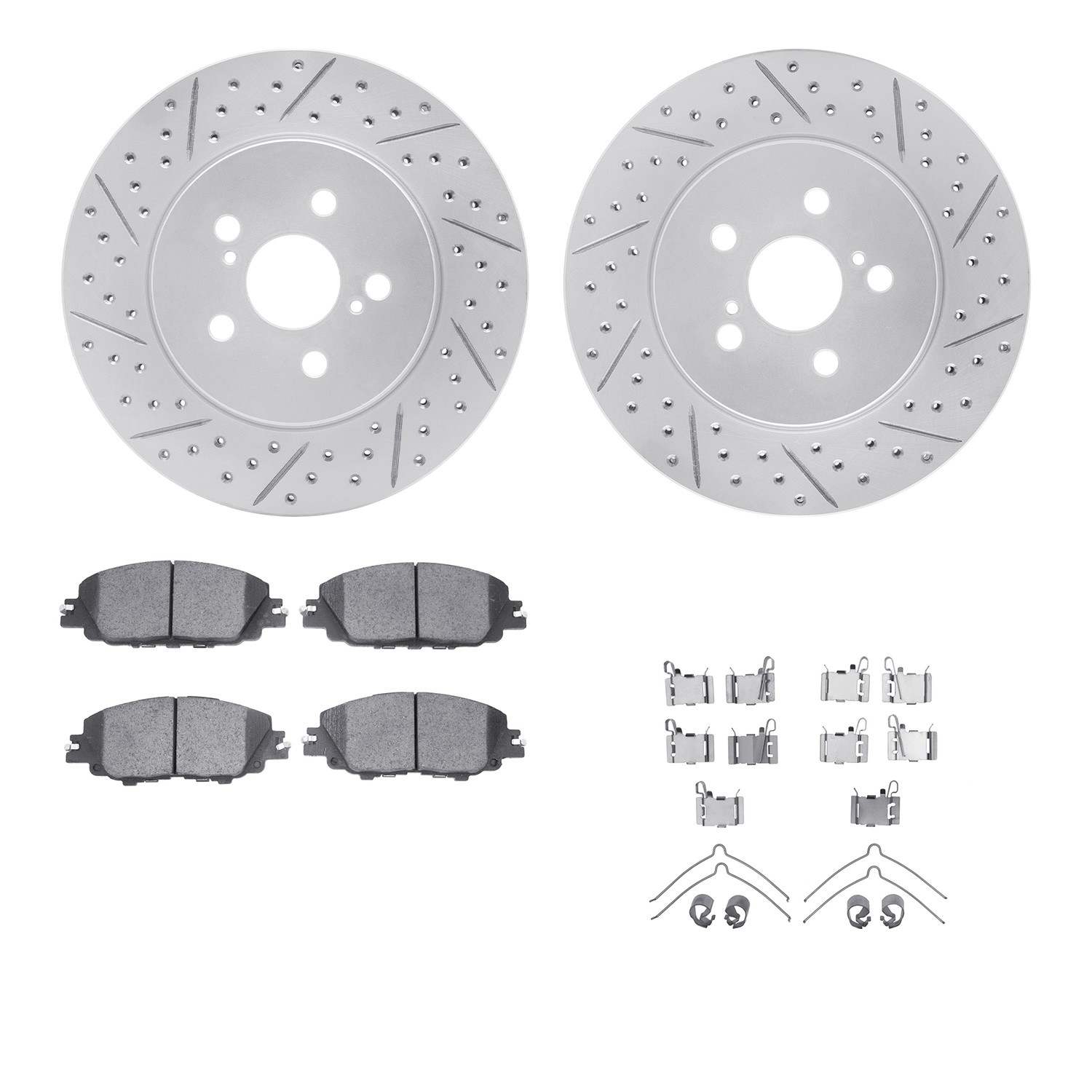 R1 Concepts 19-25 Toyota Corolla Front Drill/Slot Carbon Coated Rotor Set w/Optimum Pads