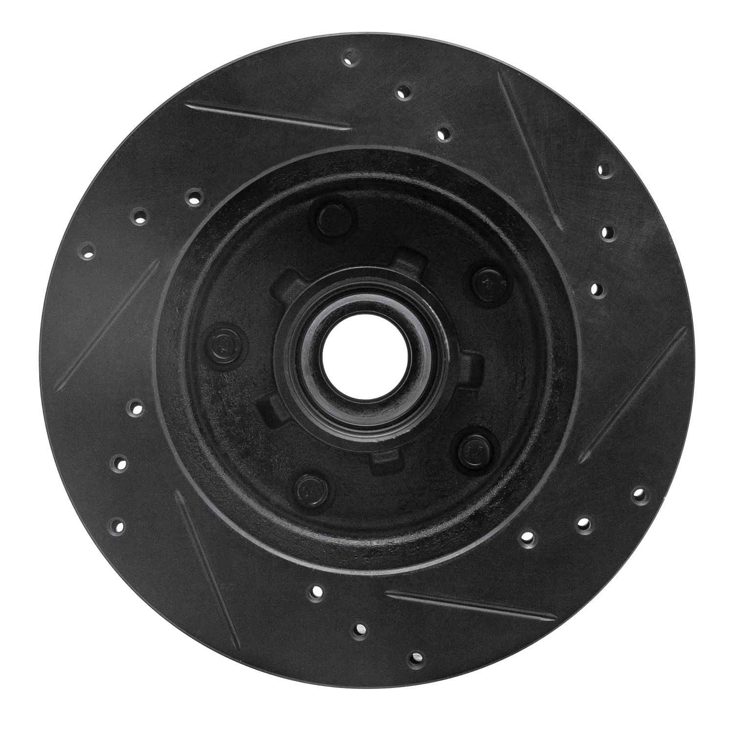 R1 Concepts 1982-1995 Buick Regal Front Left Drilled & Slotted Black Brake Rotor - Image 2
