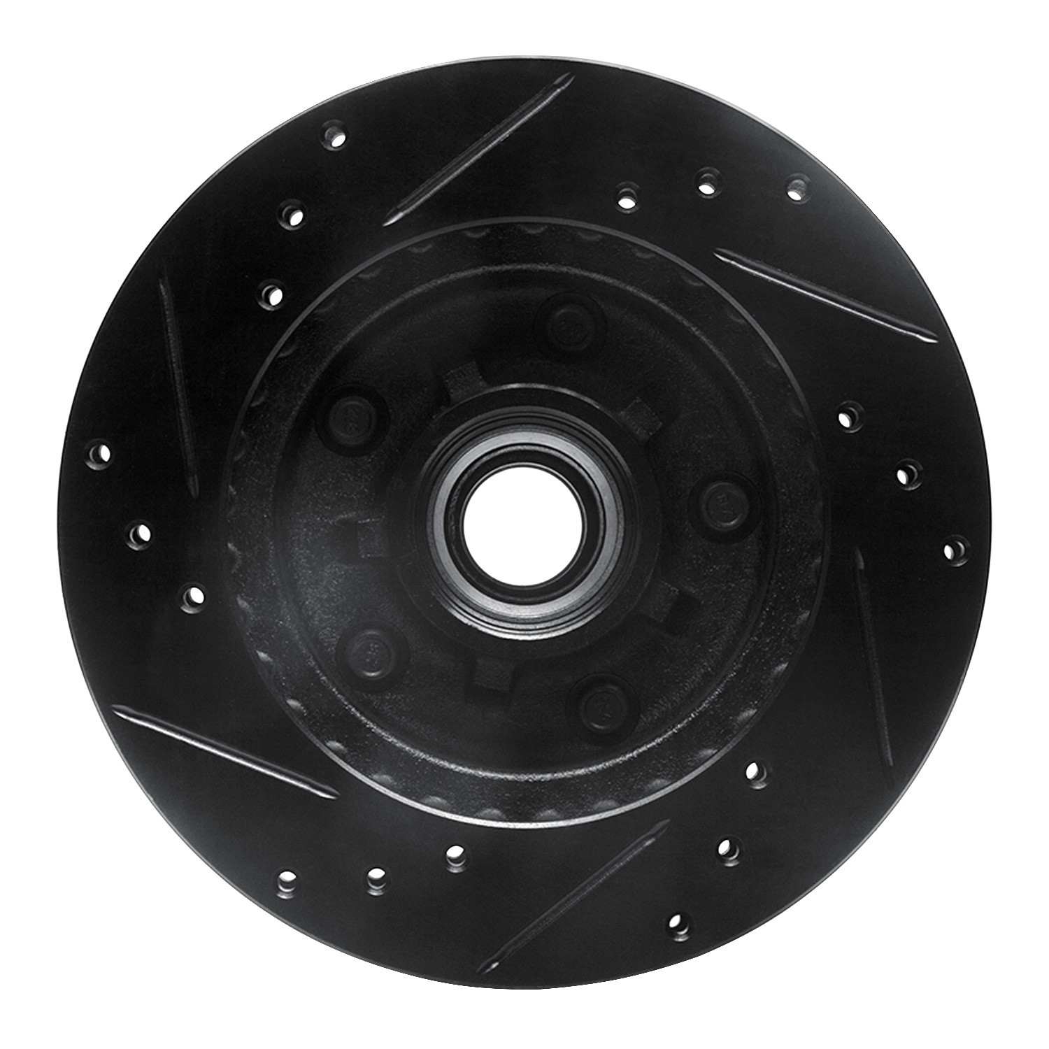 R1 Concepts 1982-1995 Buick Regal Front Right Drilled & Slotted Black Brake Rotor - Image 2